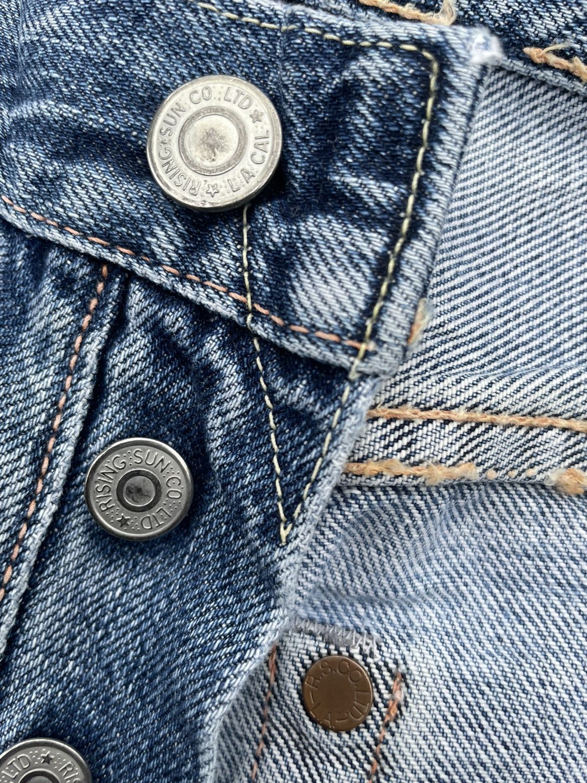 Japanese Brand Vintage Rising Sun Selvedge Aging Faded Distressed Denim Size US 32 / EU 48 - 17 Thumbnail