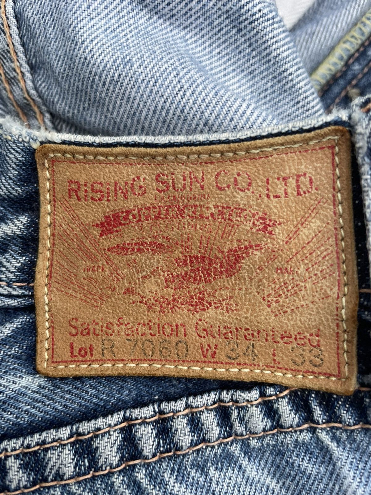 Japanese Brand Vintage Rising Sun Selvedge Aging Faded Distressed Denim Size US 32 / EU 48 - 12 Thumbnail
