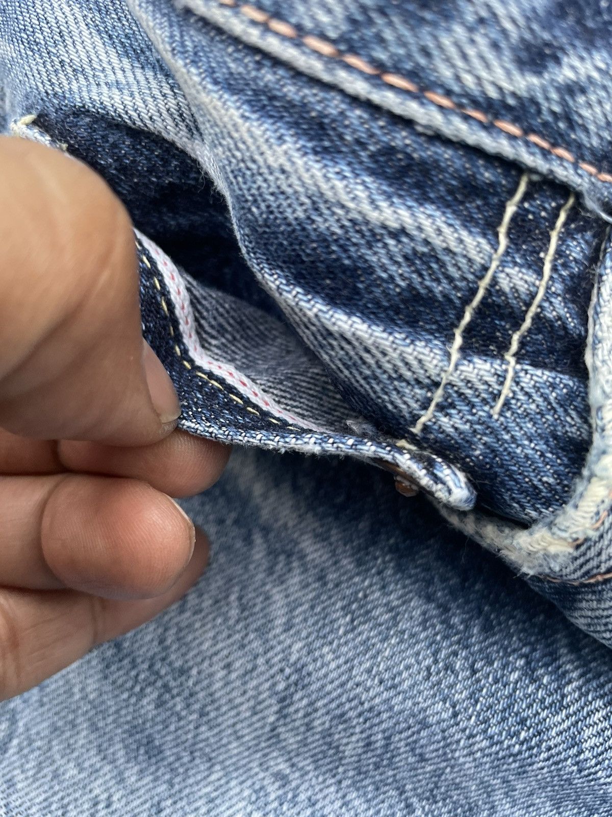 Japanese Brand Vintage Rising Sun Selvedge Aging Faded Distressed Denim Size US 32 / EU 48 - 15 Thumbnail