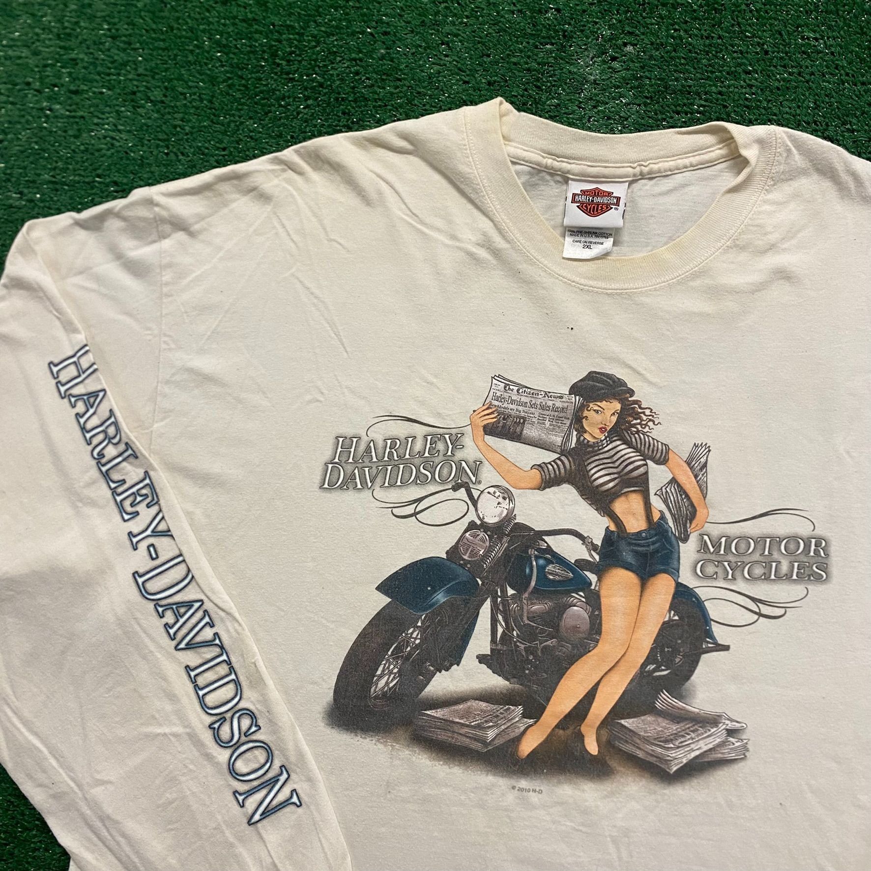 Harley Davidson Harley Davidson Paper Girl Vintage Moto Biker T-Shirt Size US XXL / EU 58 / 5 - 2 Thumbnail