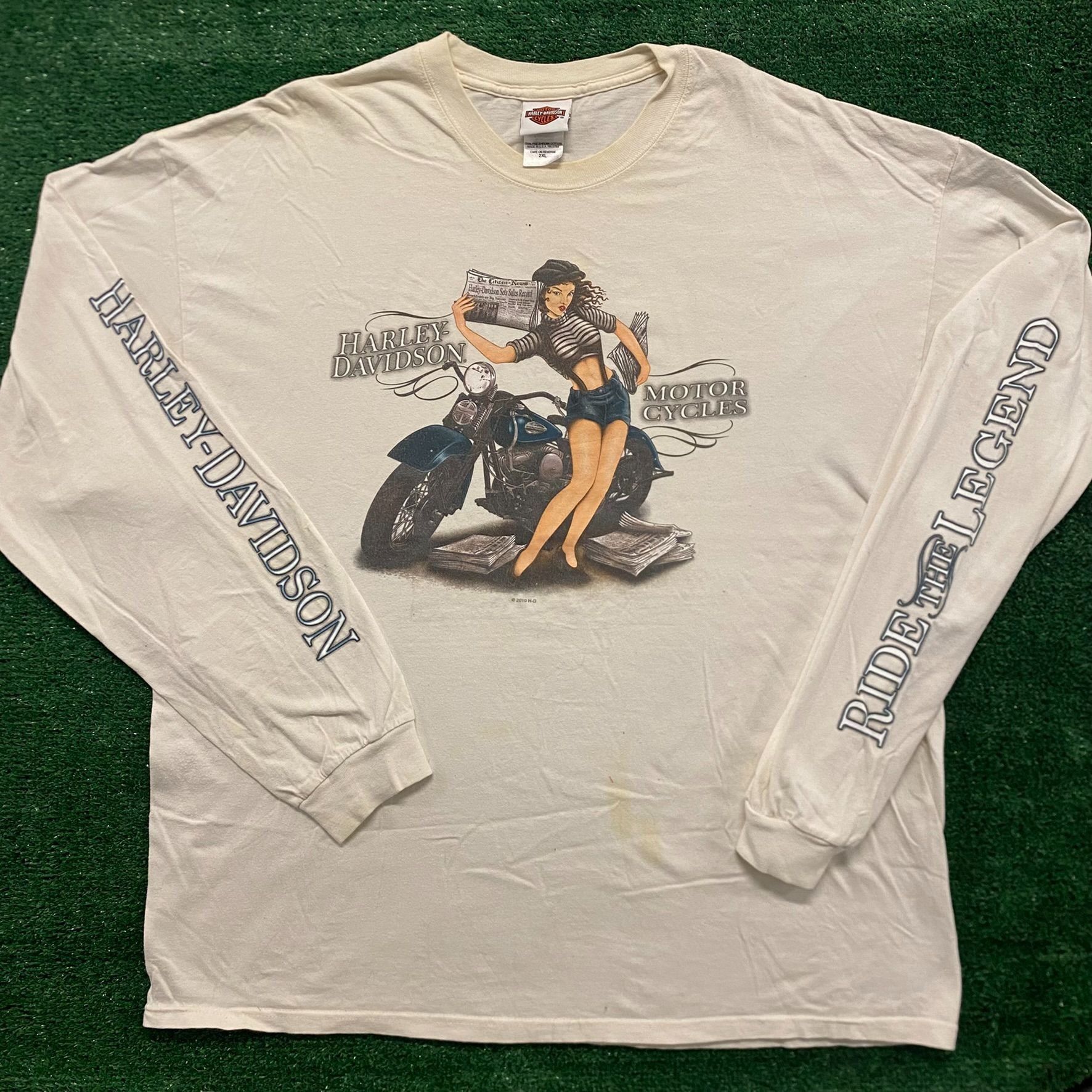 Harley Davidson Harley Davidson Paper Girl Vintage Moto Biker T-Shirt Size US XXL / EU 58 / 5 - 1 Thumbnail