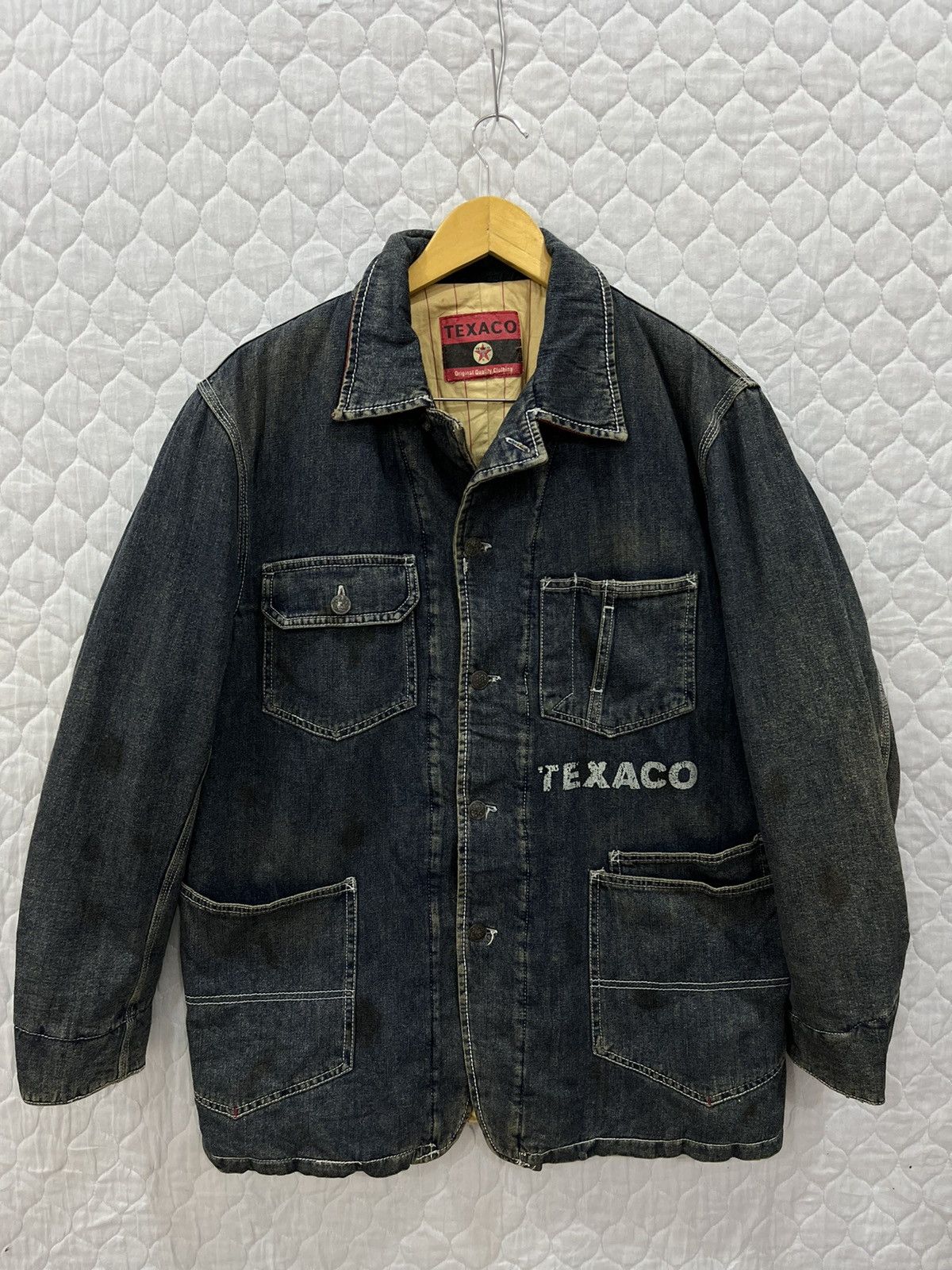 image of Authentic x Vintage G. Vintage Texaco Chore Denim Jacket in Blue, Men's (Size Medium)