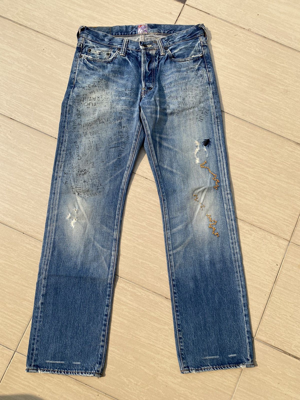 image of Prps x Vintage “Fuck” Jeans in Blue, Men's (Size 30)