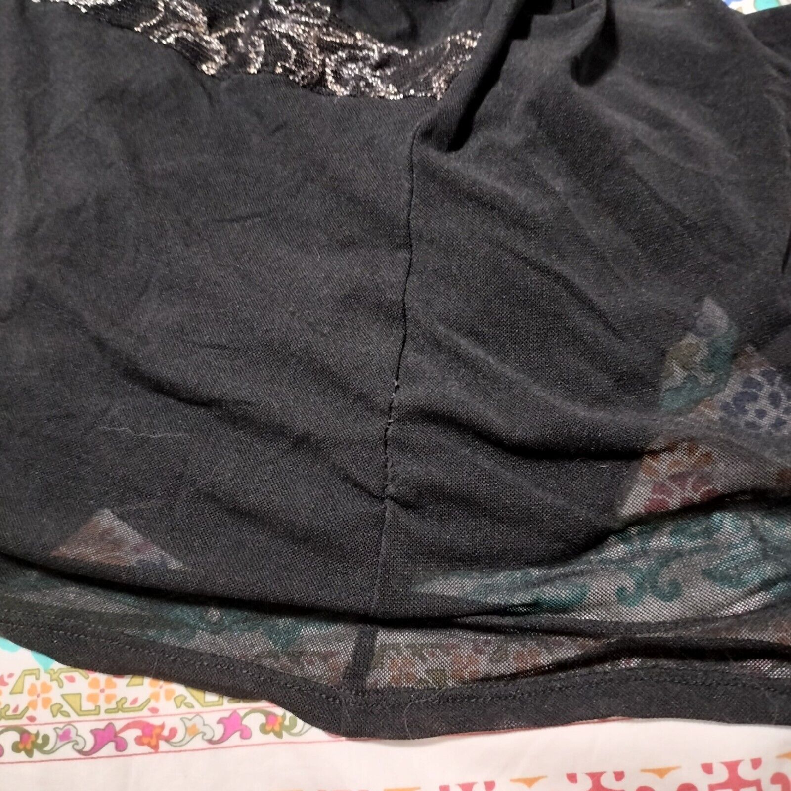 Designer Vintage 90s Y2K Anthea Crawford Top Mesh Embellished Goth Size XL / US 12-14 / IT 48-50 - 10 Thumbnail