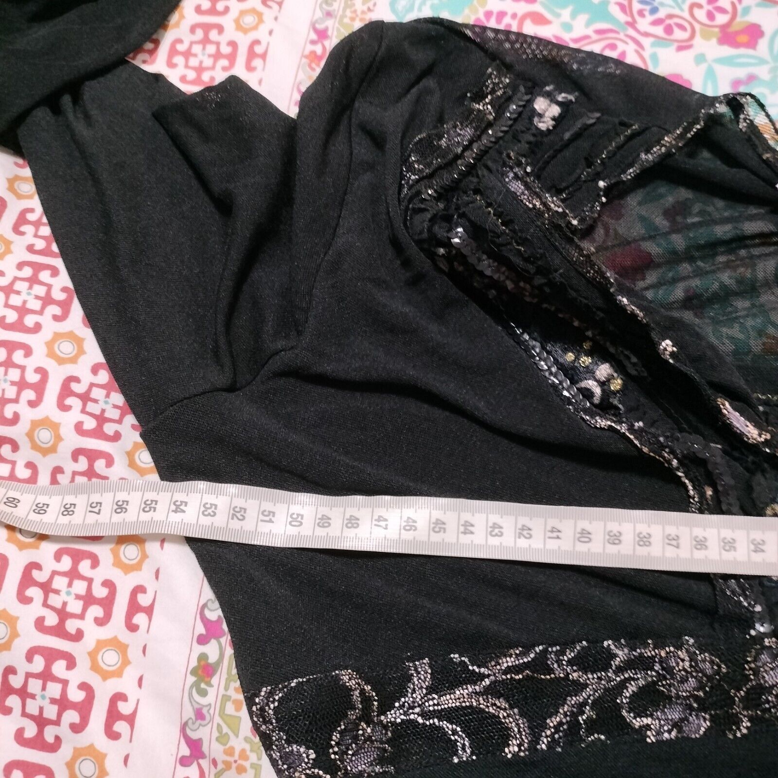Designer Vintage 90s Y2K Anthea Crawford Top Mesh Embellished Goth Size XL / US 12-14 / IT 48-50 - 8 Thumbnail