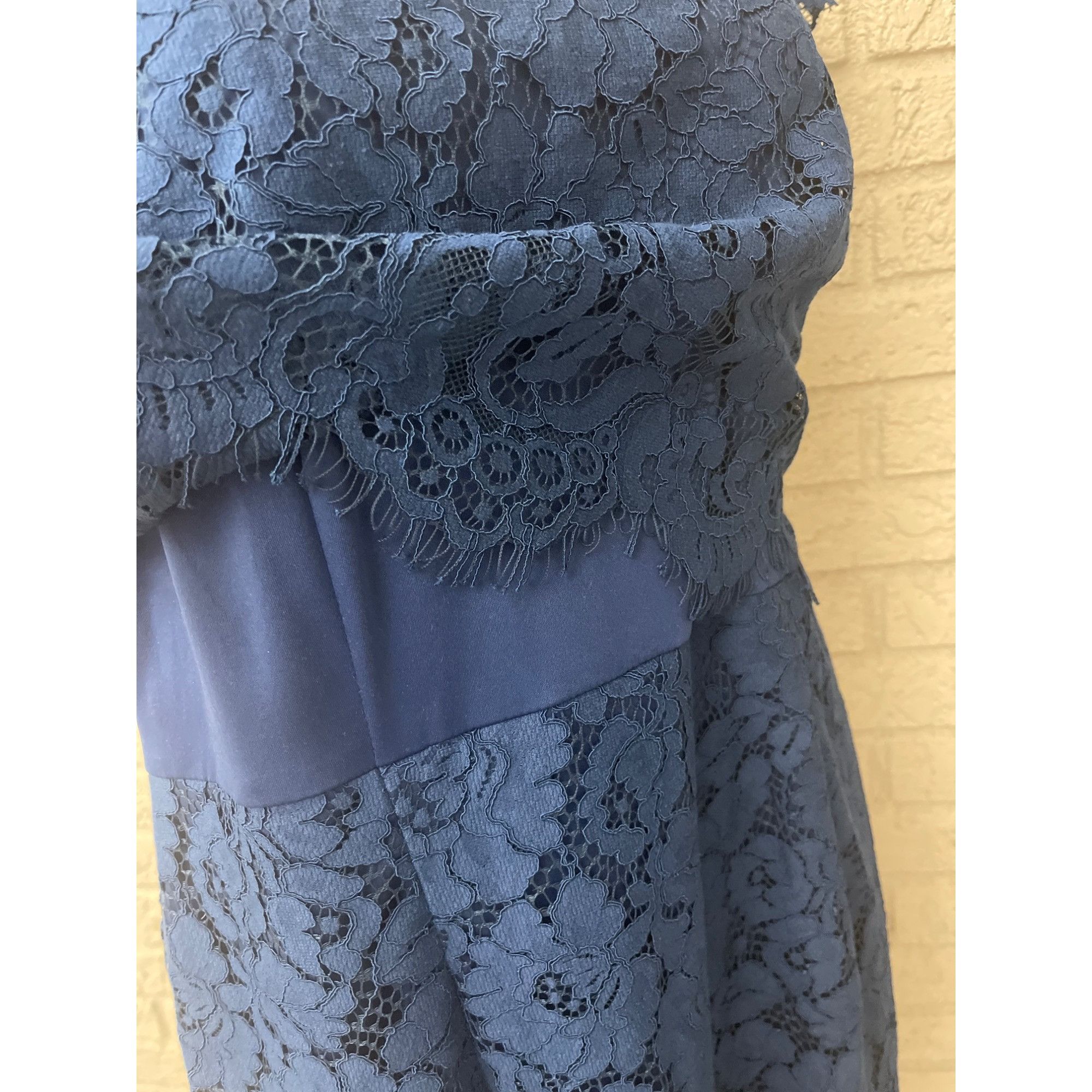 Jacques Vert Navy Floral Lace Overlay Sheath Dress 12