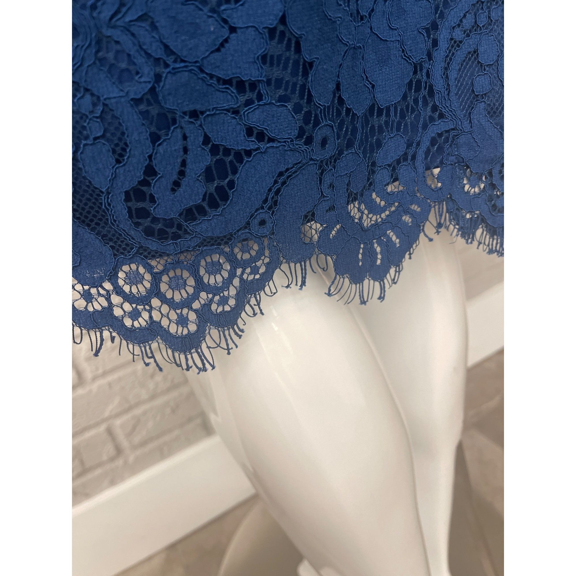 Jacques Vert Navy Floral Lace Overlay Sheath Dress 12