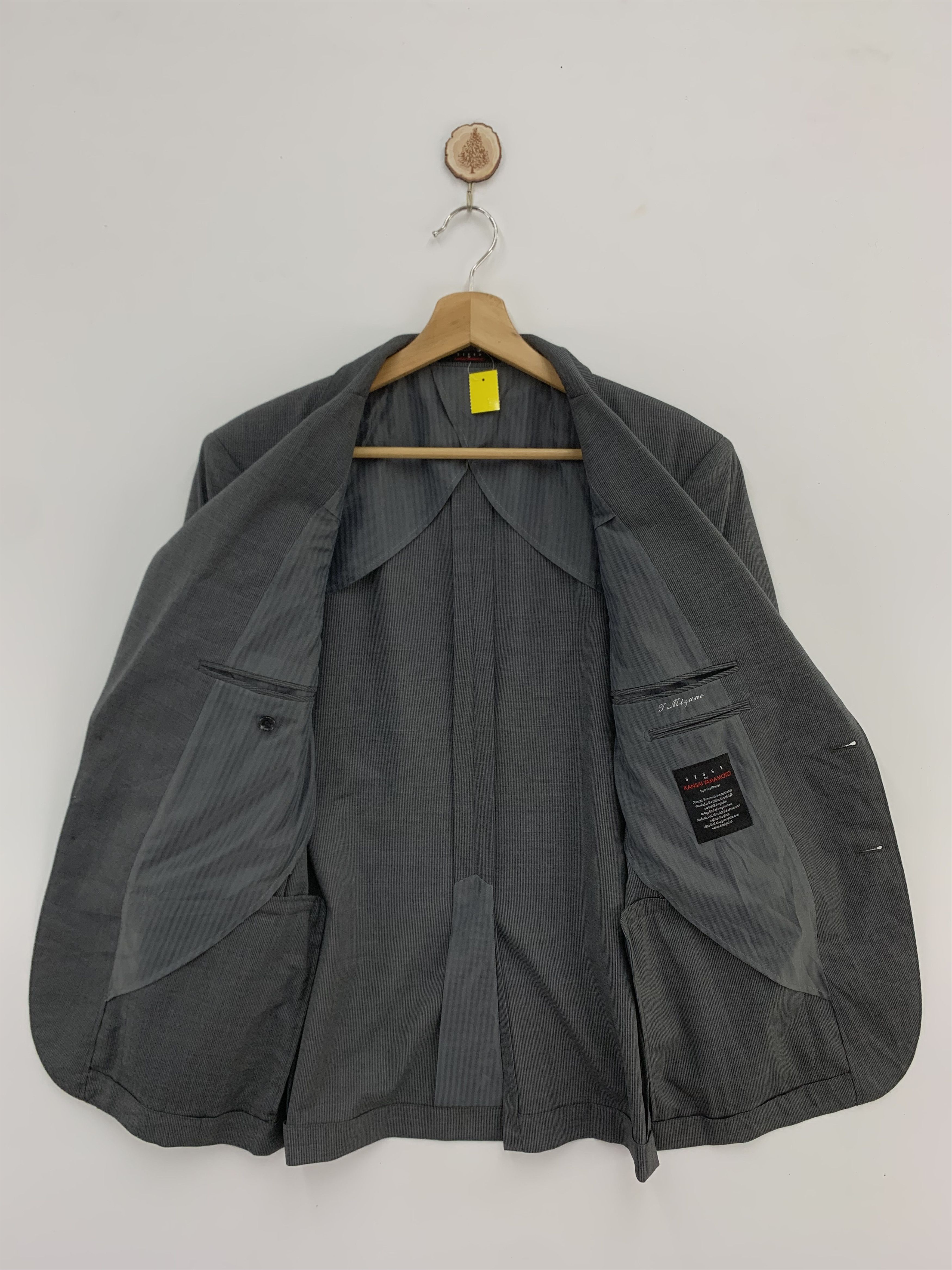 Japanese Brand Sissy by Kansai Yamamoto Blazer Grey Cotton Size 38S - 3 Thumbnail