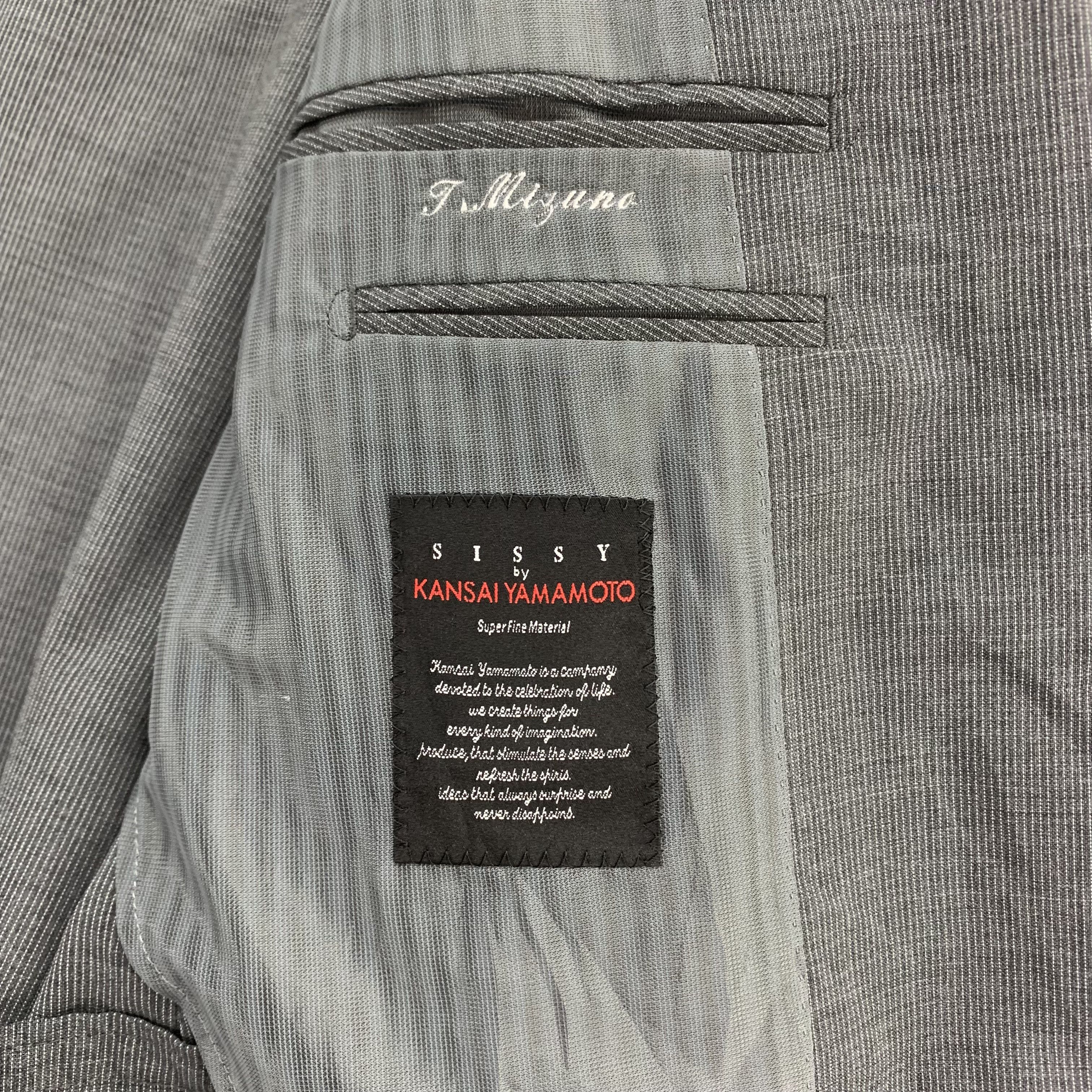 Japanese Brand Sissy by Kansai Yamamoto Blazer Grey Cotton Size 38S - 4 Thumbnail