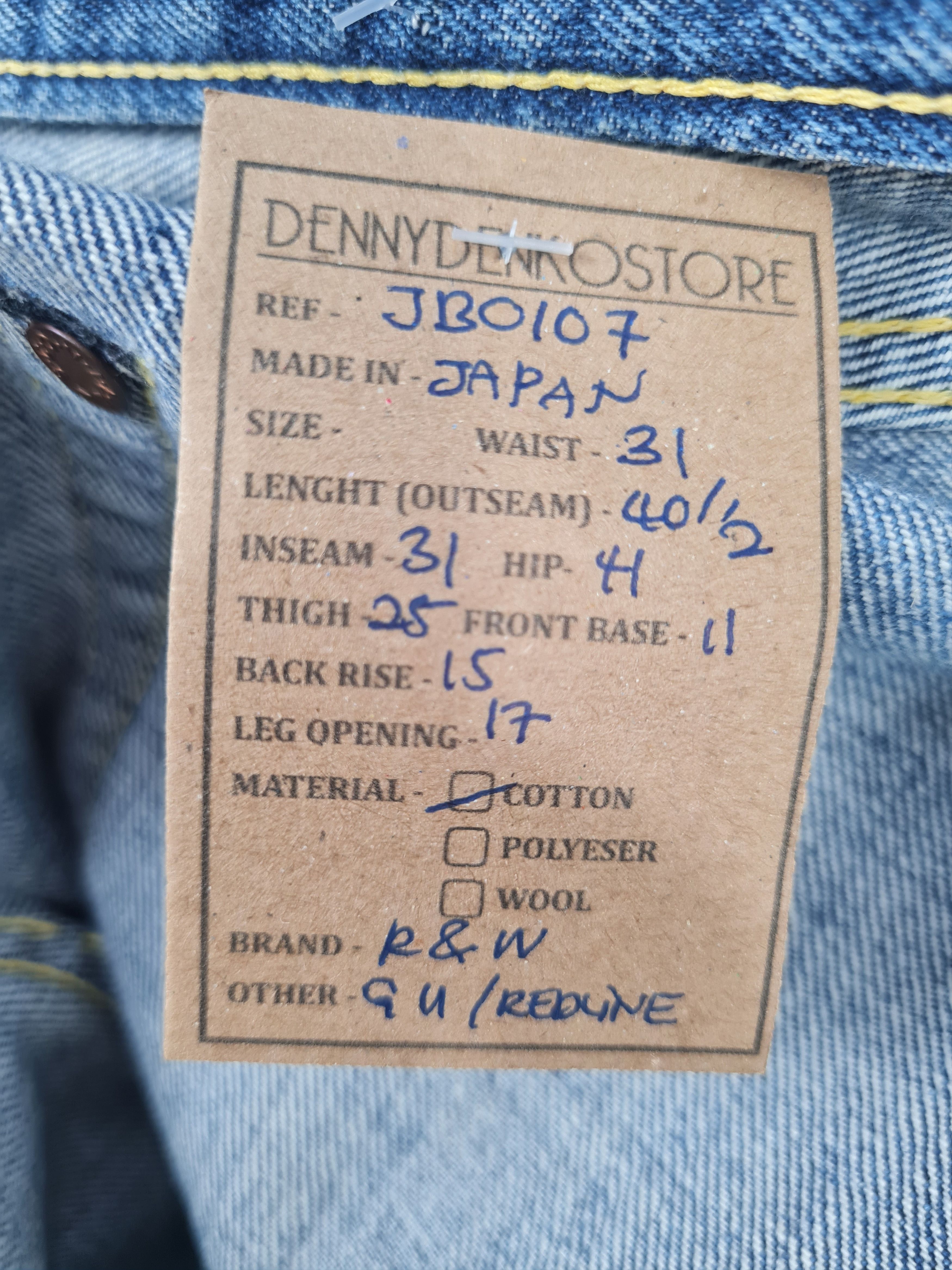 Japanese Brand Vtg R&W Japanese Brand Selvedge Denim 31x31 Jeans JB0107 Size US 31 - 11 Thumbnail