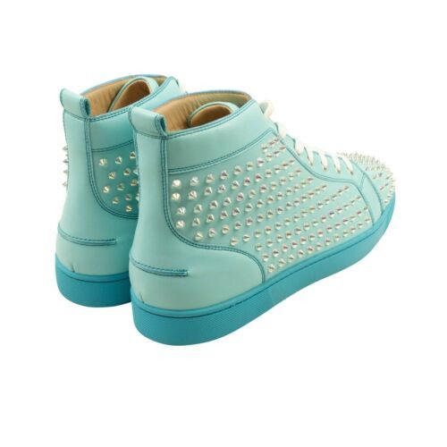 Christian Louboutin Aqua Blue Louis Orlato Spikes Sneakers Size 15.5/48.5 Size US 15 / EU 48 - 4 Thumbnail