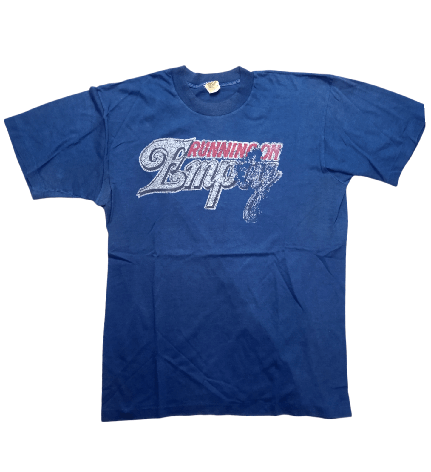 image of Vintage 80's Running On Empty Velva Sheen T Shirt in Navy, Men's (Size Medium)