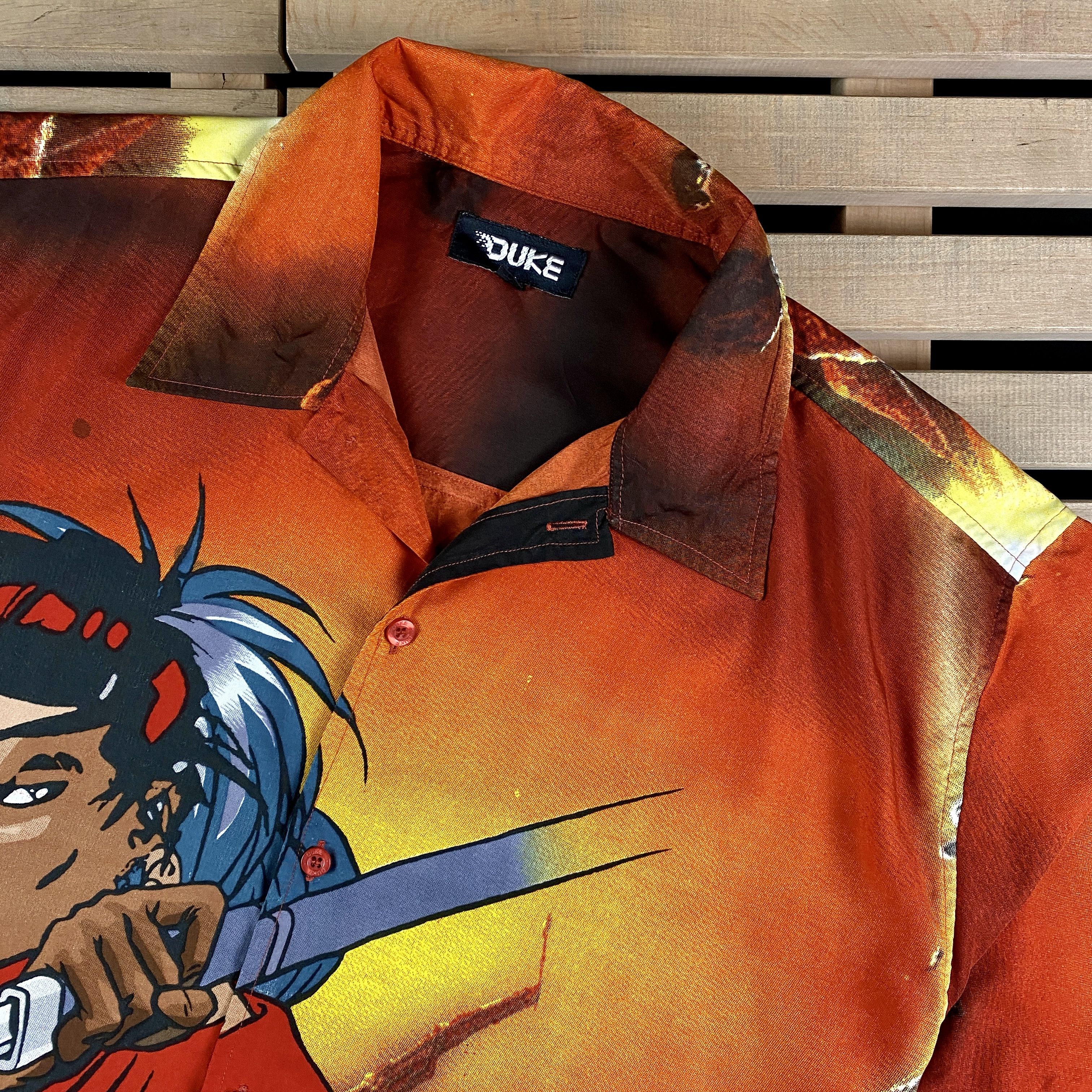 Japanese Brand × Vintage Mens Crazy Japanese Shirt Printed Ninja Duke Vintage Size XL Size US XL / EU 56 / 4 - 2 Thumbnail