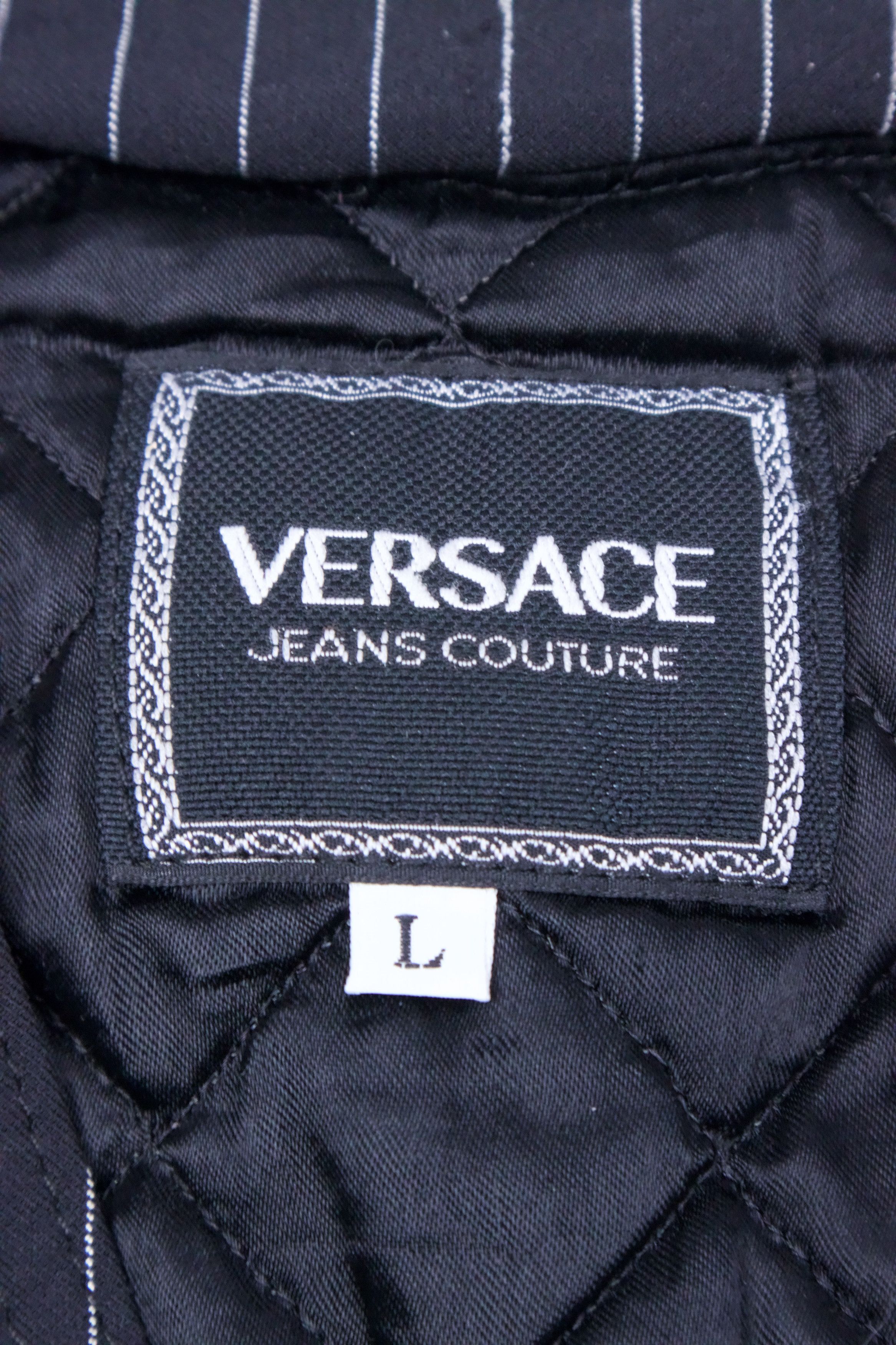 Versace × Versace Jeans Couture 90s Versace Stripe Zip Vest Size US L / EU 52-54 / 3 - 8 Thumbnail
