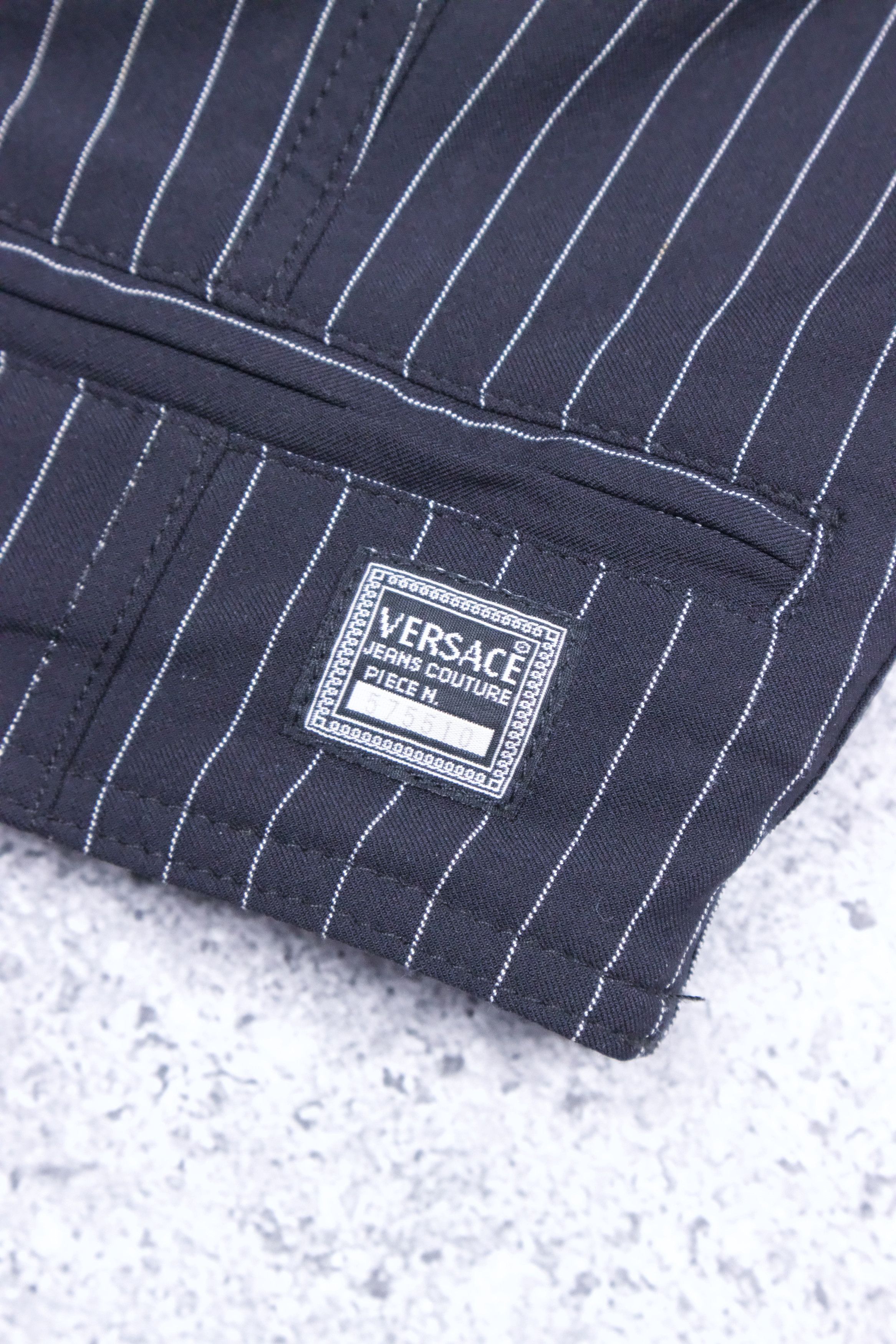 Versace × Versace Jeans Couture 90s Versace Stripe Zip Vest Size US L / EU 52-54 / 3 - 4 Thumbnail