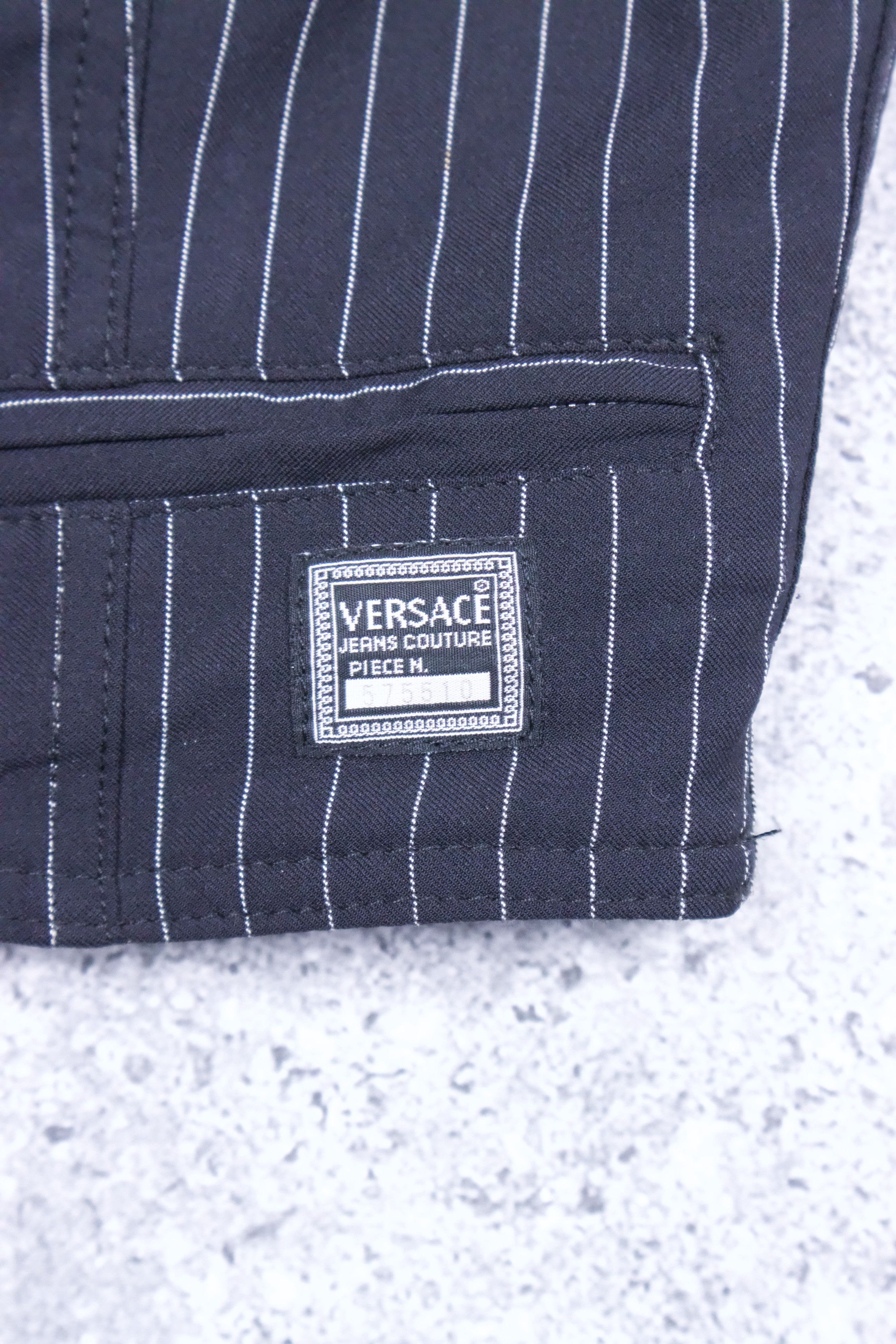 Versace × Versace Jeans Couture 90s Versace Stripe Zip Vest Size US L / EU 52-54 / 3 - 3 Thumbnail