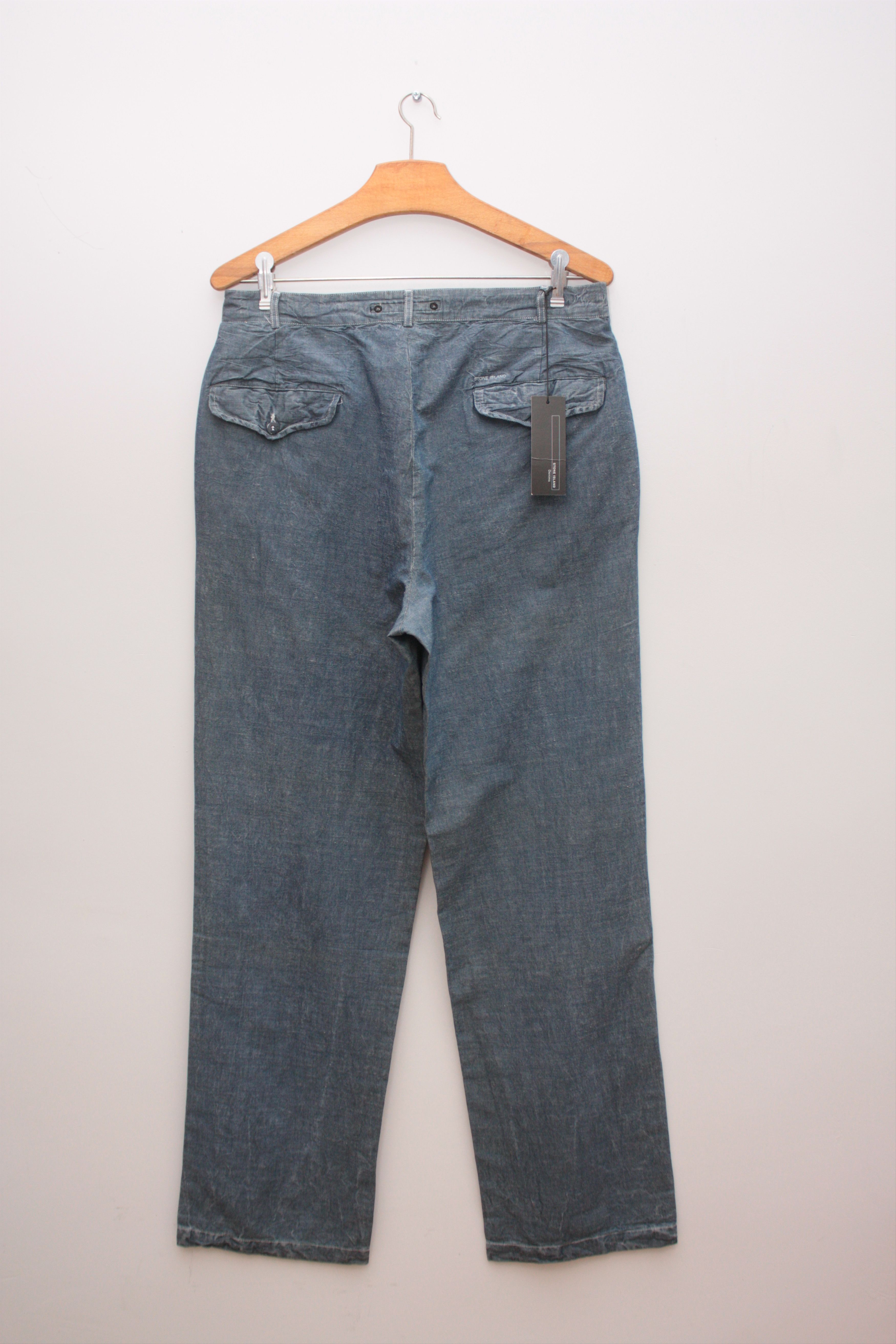 Stone Island Stone Island Lino Blend Blue Denim Pants Mad In Italy SS2003 Size US 32 / EU 48 - 2 Thumbnail