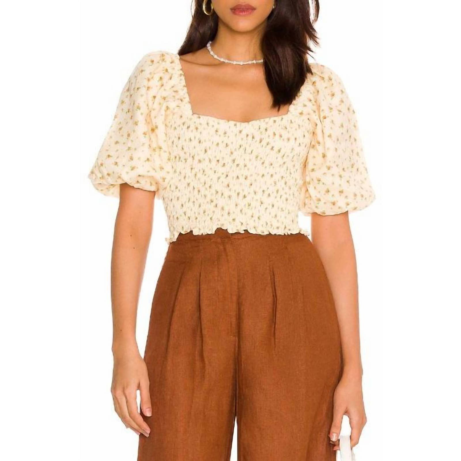Faithfull The Brand Robina Top In Rowena Floral Apricot | Grailed