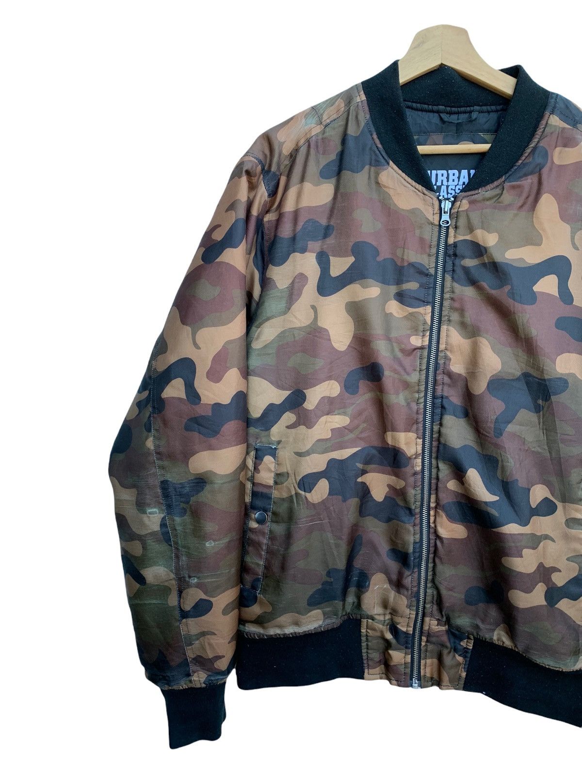 Japanese Brand × Urban Classics × Vintage 🔥Japanese Brand Urban Classics Camo Bomber Jacket Size US XL / EU 56 / 4 - 4 Thumbnail