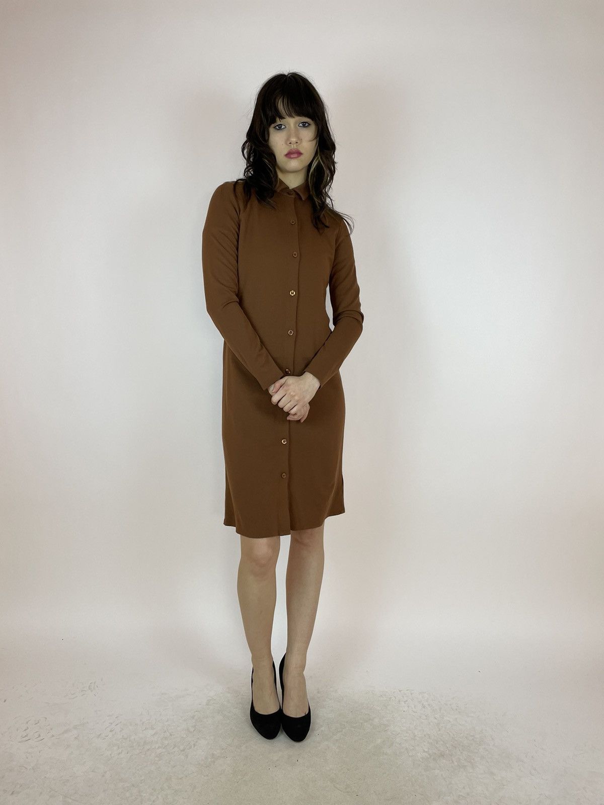 Marc O'Polo Marc O'Polo Dress brown buttons midi Wrap dress long sleeve Size XS / US 0-2 / IT 36-38 - 8 Thumbnail
