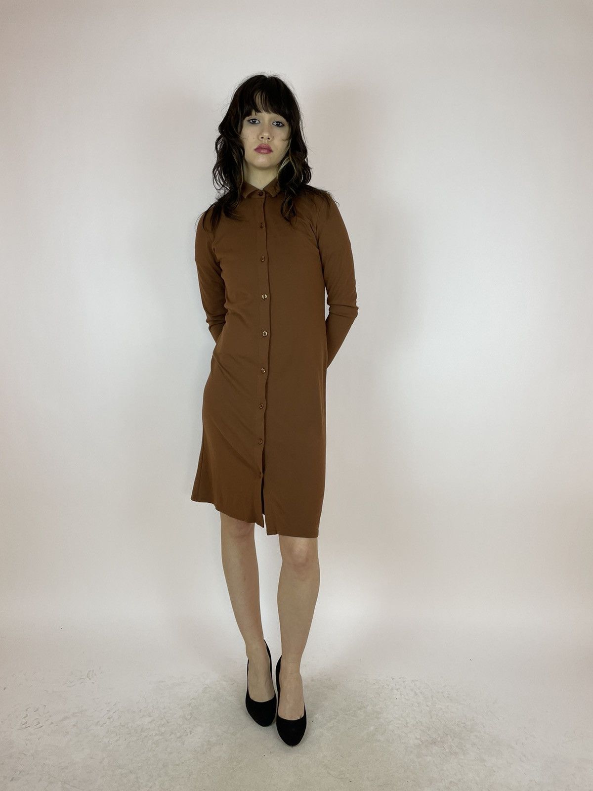 Marc O'Polo Marc O'Polo Dress brown buttons midi Wrap dress long sleeve Size XS / US 0-2 / IT 36-38 - 10 Thumbnail