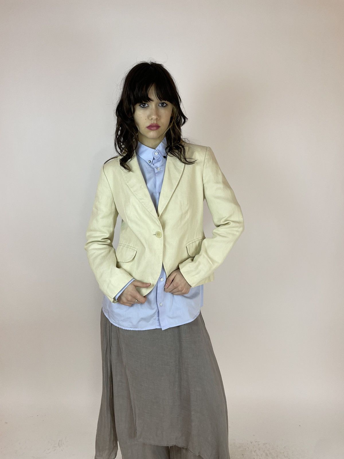 Massimo Dutti Massimo Dutti Lino Blazer Beige Cream jacket Womens size 42 Size M / US 6-8 / IT 42-44 - 2 Thumbnail