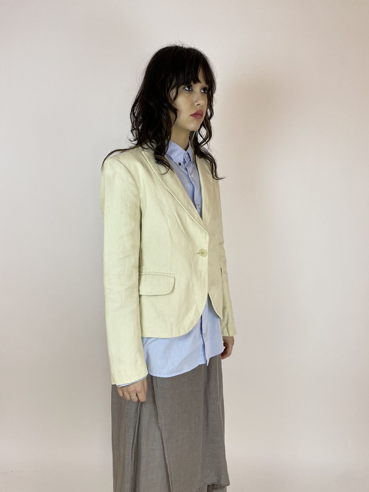 Massimo Dutti Massimo Dutti Lino Blazer Beige Cream jacket Womens size 42 Size M / US 6-8 / IT 42-44 - 3 Thumbnail
