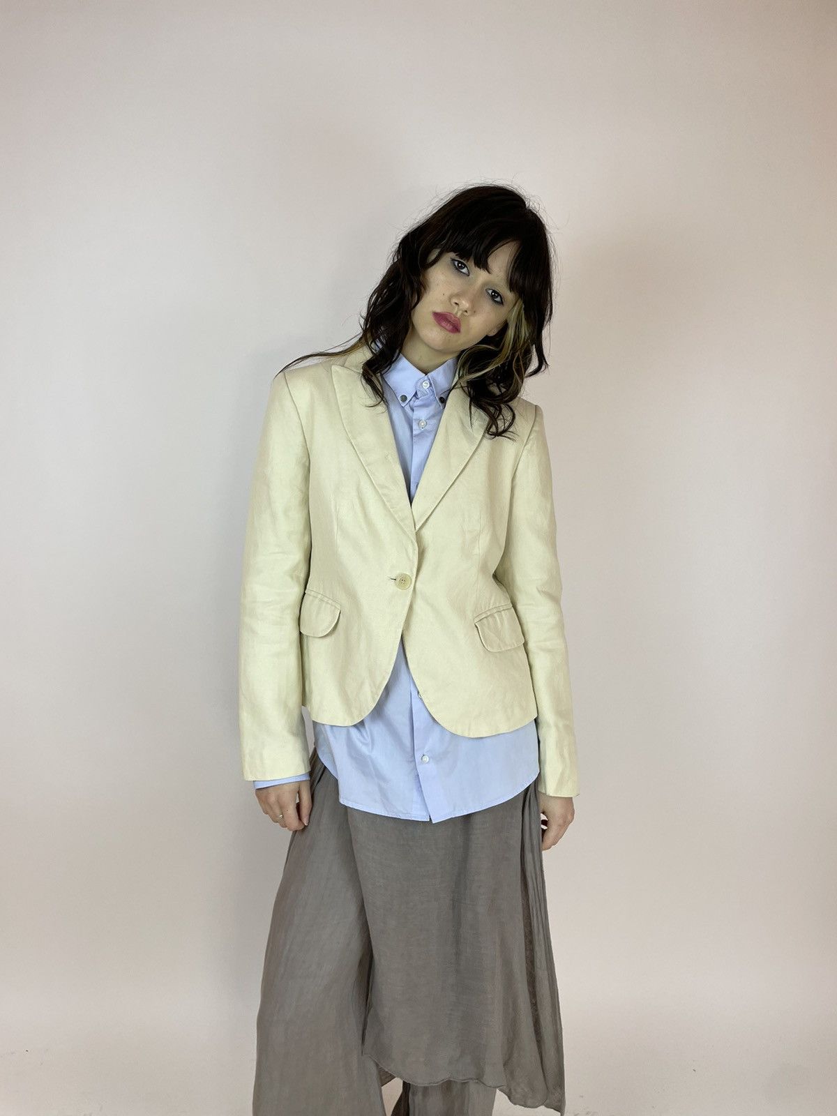 Massimo Dutti Massimo Dutti Lino Blazer Beige Cream jacket Womens size 42 Size M / US 6-8 / IT 42-44 - 1 Thumbnail