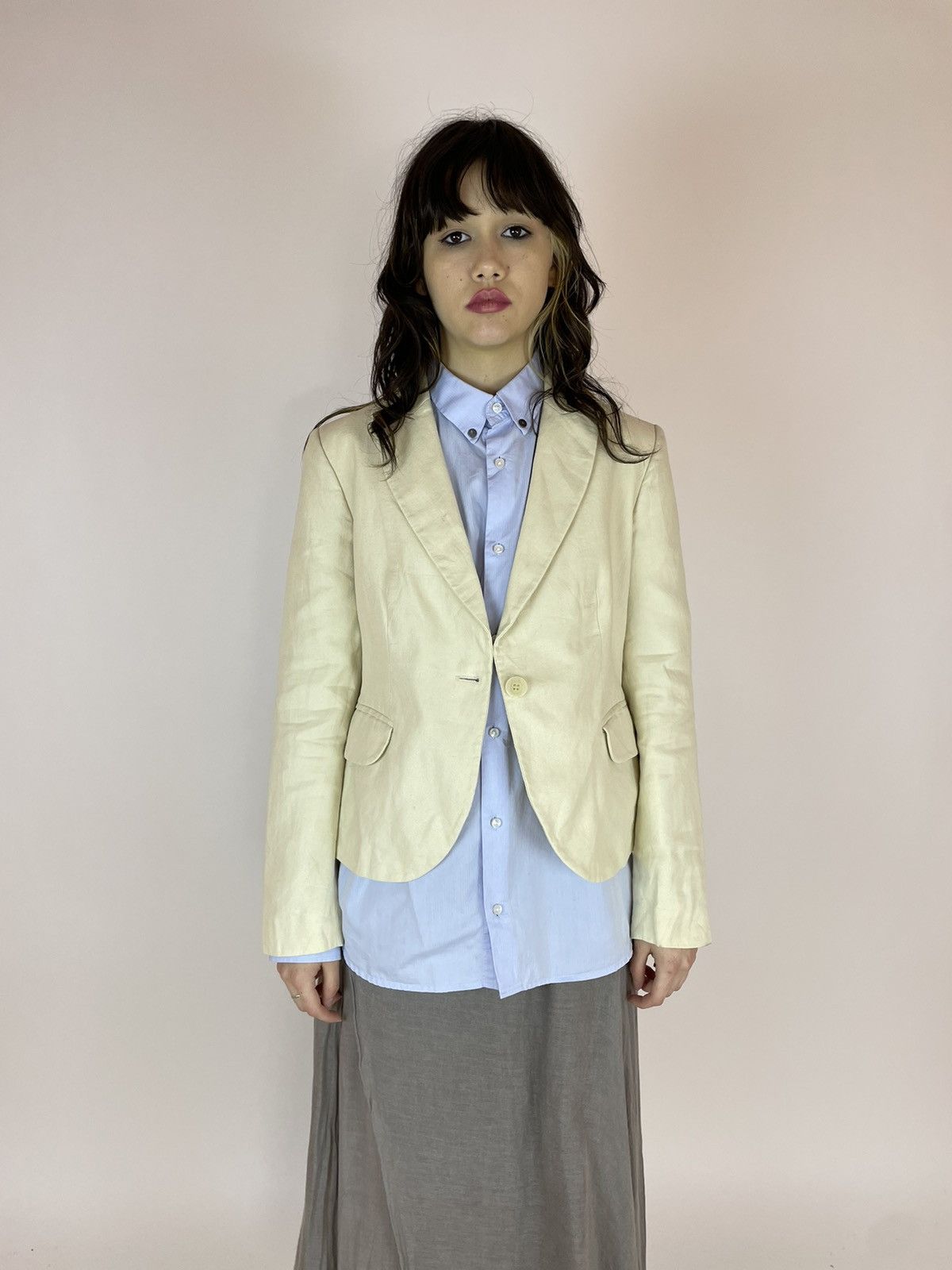 Massimo Dutti Massimo Dutti Lino Blazer Beige Cream jacket Womens size 42 Size M / US 6-8 / IT 42-44 - 6 Thumbnail