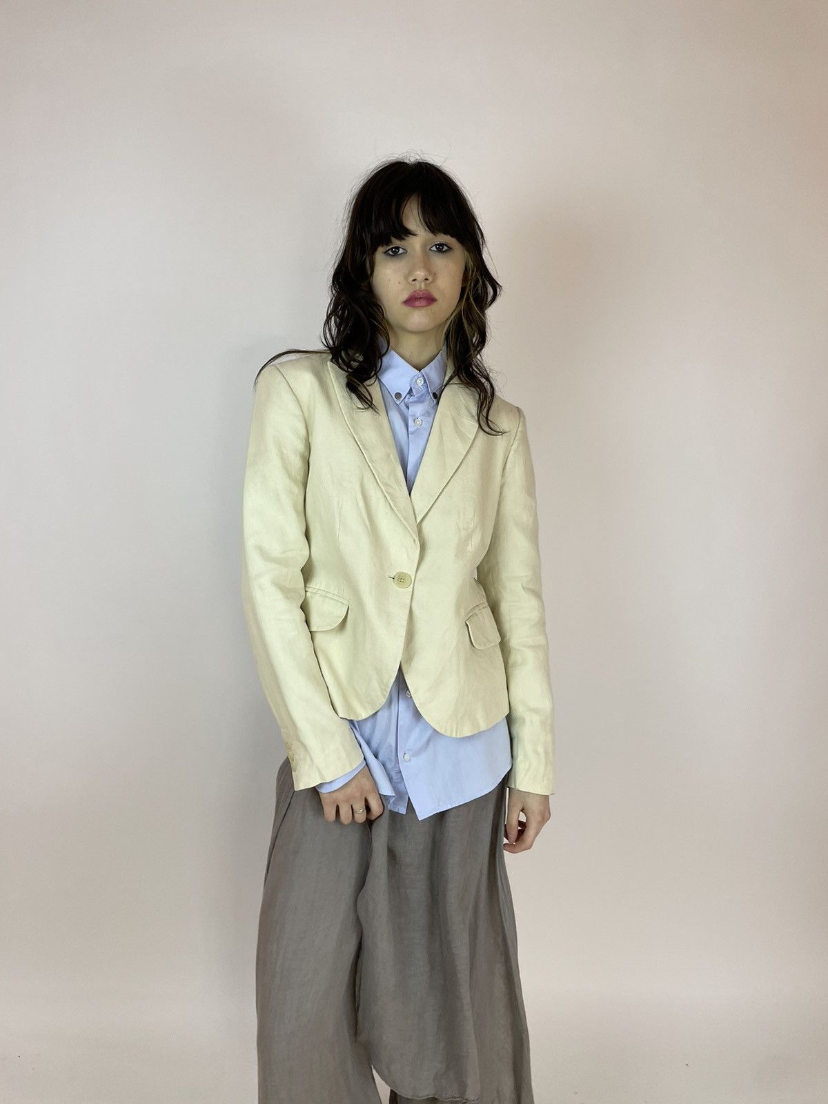 Massimo Dutti Massimo Dutti Lino Blazer Beige Cream jacket Womens size 42 Size M / US 6-8 / IT 42-44 - 5 Thumbnail