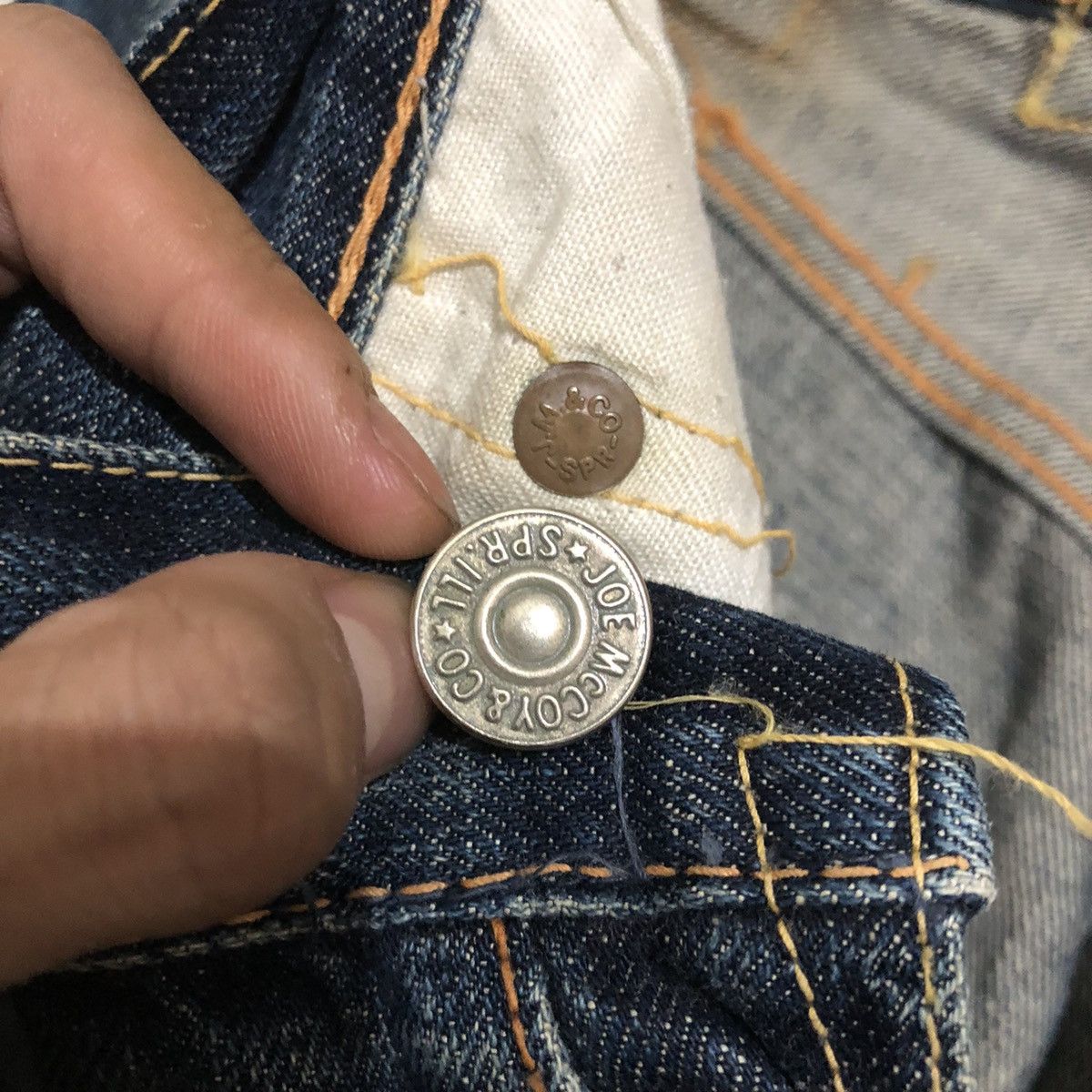 The Real McCoy's Vintage Joe McCoy Distressed Denim Tears Selvedge Jeans Size US 33 - 11 Thumbnail