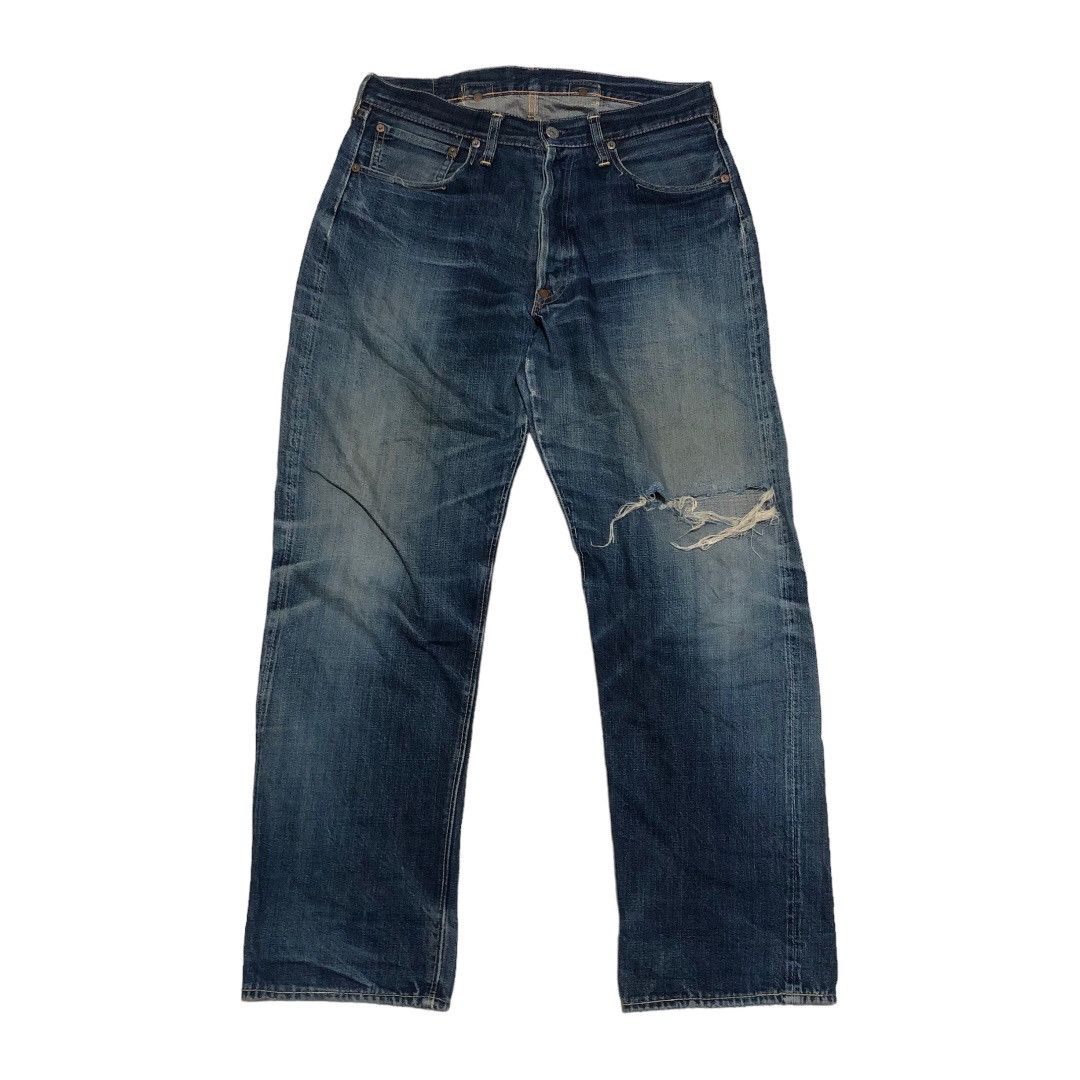 The Real McCoy's Vintage Joe McCoy Distressed Denim Tears Selvedge Jeans Size US 33 - 2 Thumbnail