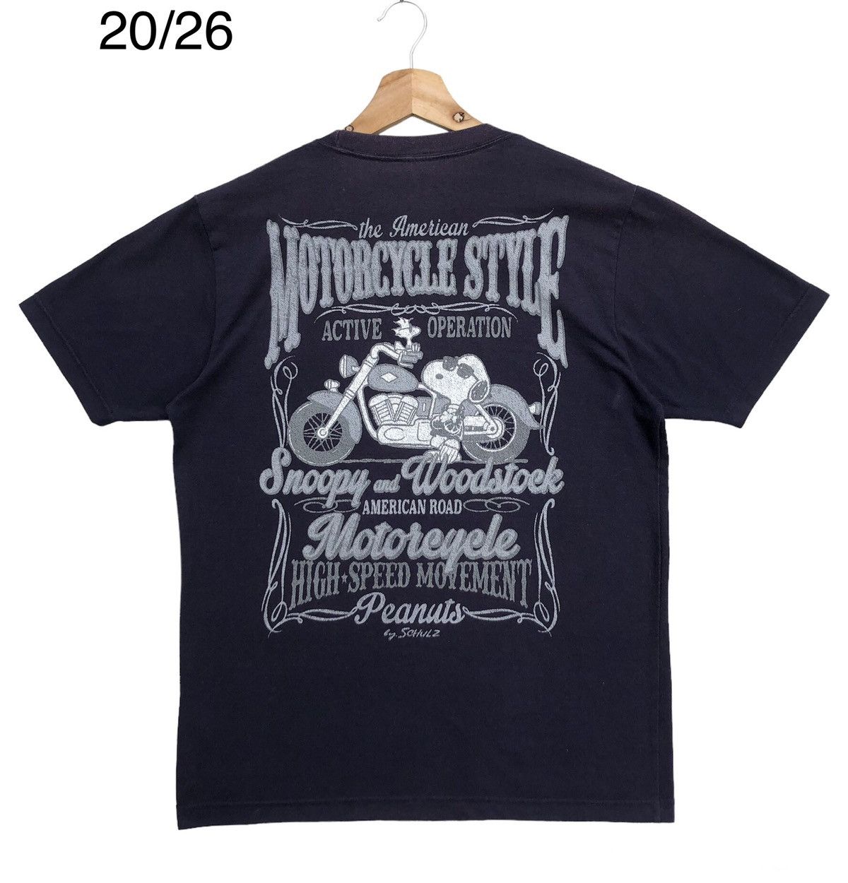 RARE🔥 Snoopy & Woodstock Motocycle Style Sunfaded Shirt