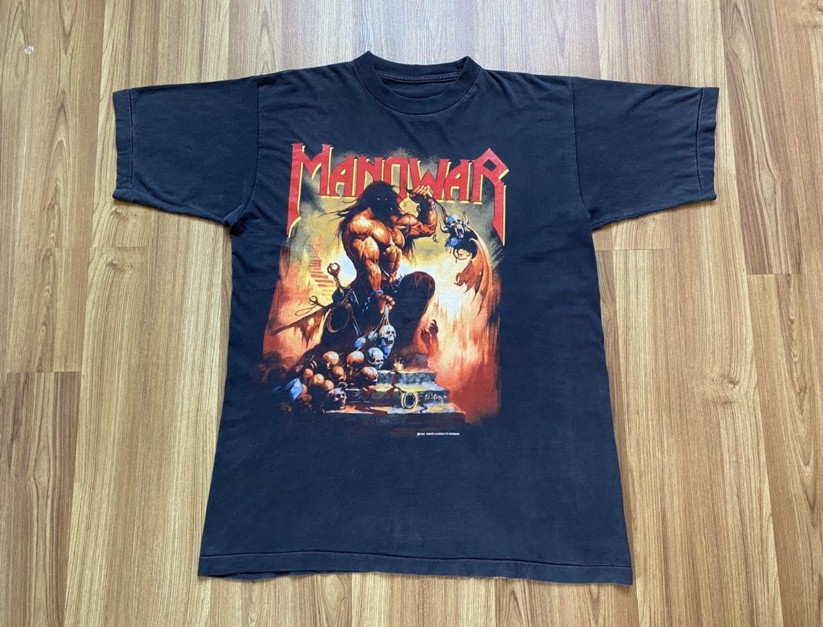 Band Tees Vintage Y2K Manowar 1994 T Shirt Tee Iron Maiden Sepultura Size US XL / EU 56 / 4 - 1 Thumbnail