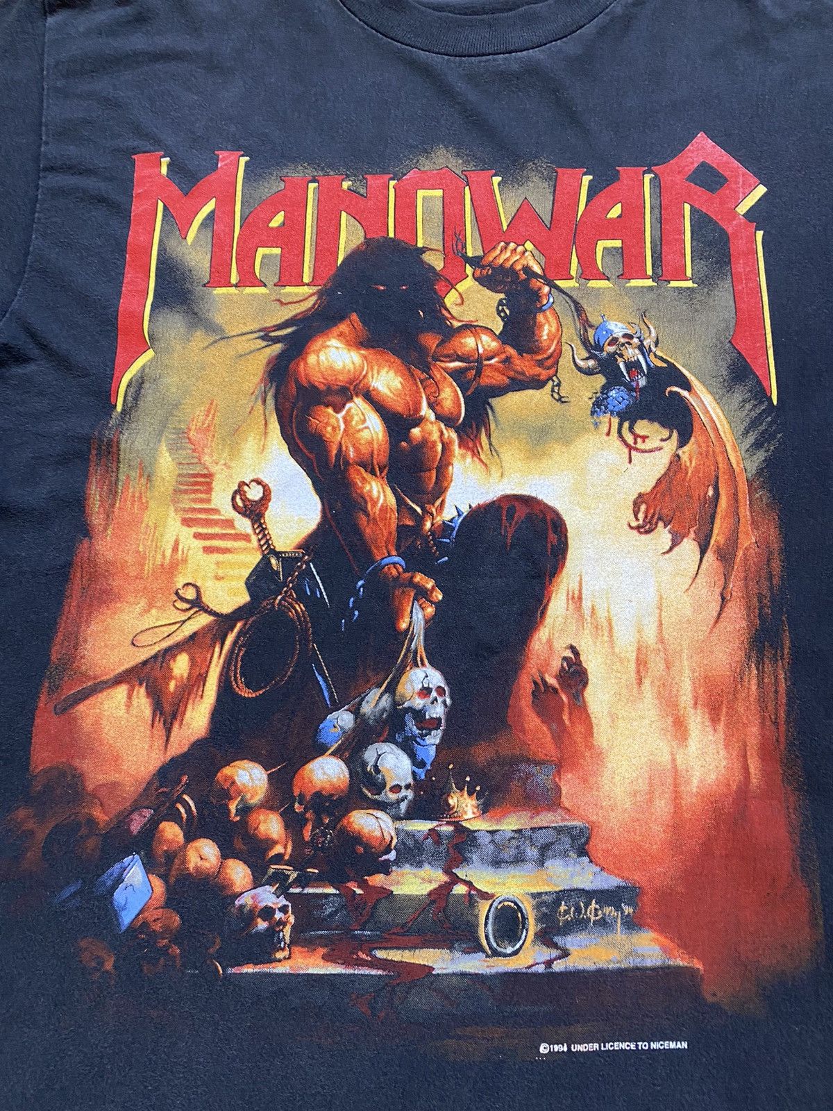 Band Tees Vintage Y2K Manowar 1994 T Shirt Tee Iron Maiden Sepultura Size US XL / EU 56 / 4 - 2 Thumbnail