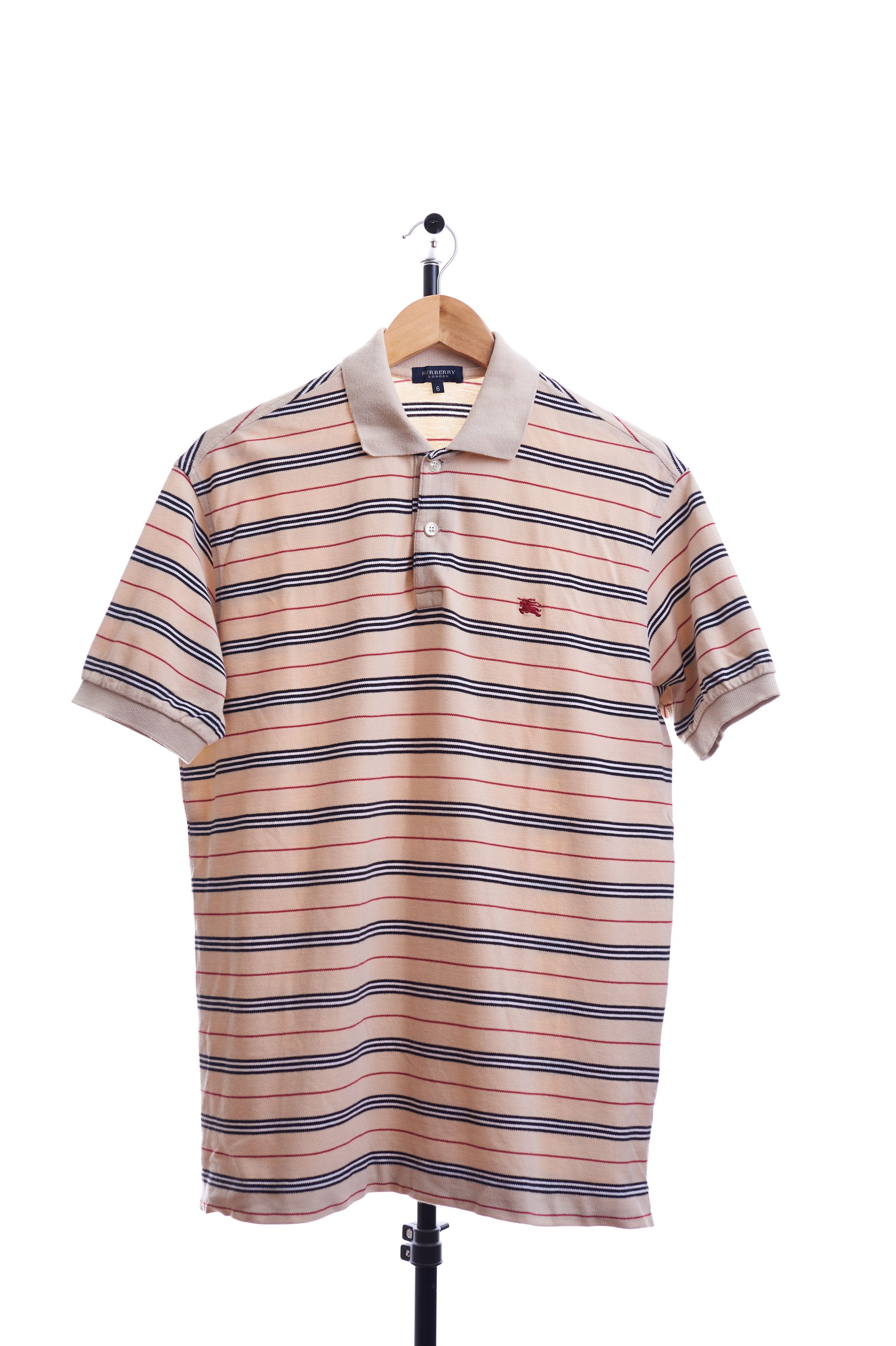 Vintage BURBERRY LONDON Polo Nova Check Plaid Beige Tee