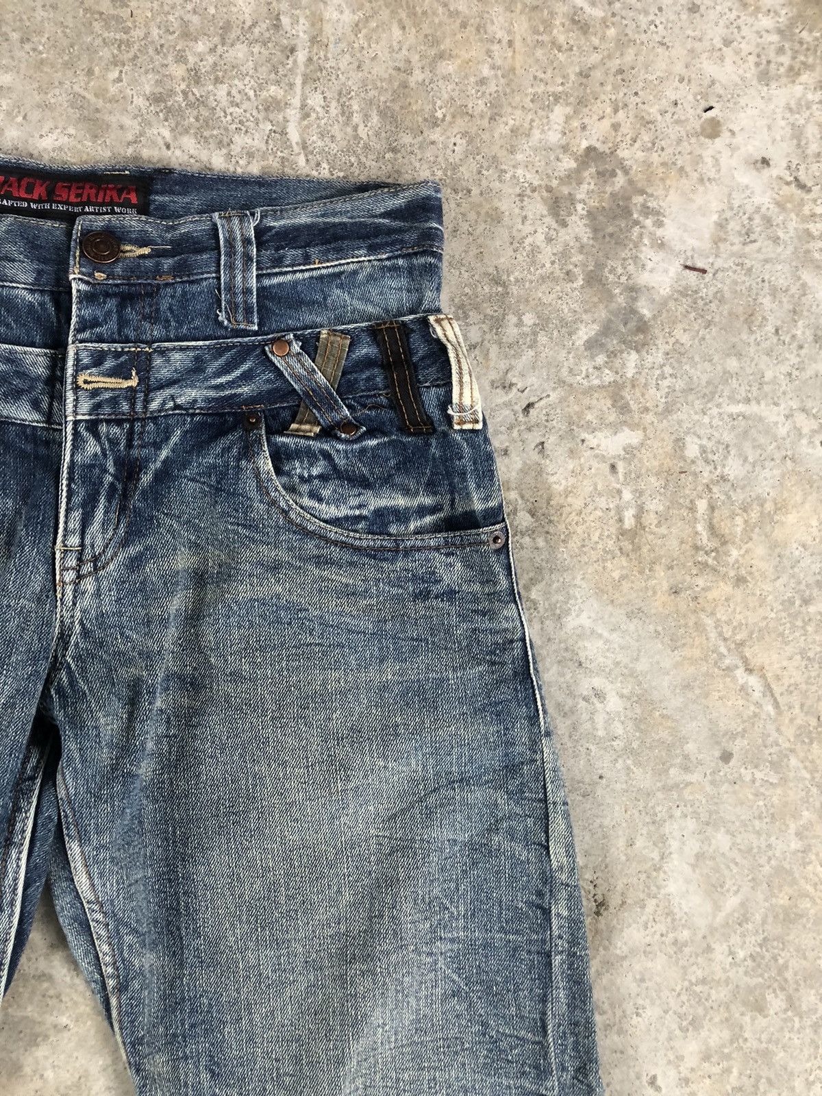 Hysteric Glamour Japanese Jack Serika Double Waist Distressed Jeans ppfm Size US 31 - 5 Thumbnail