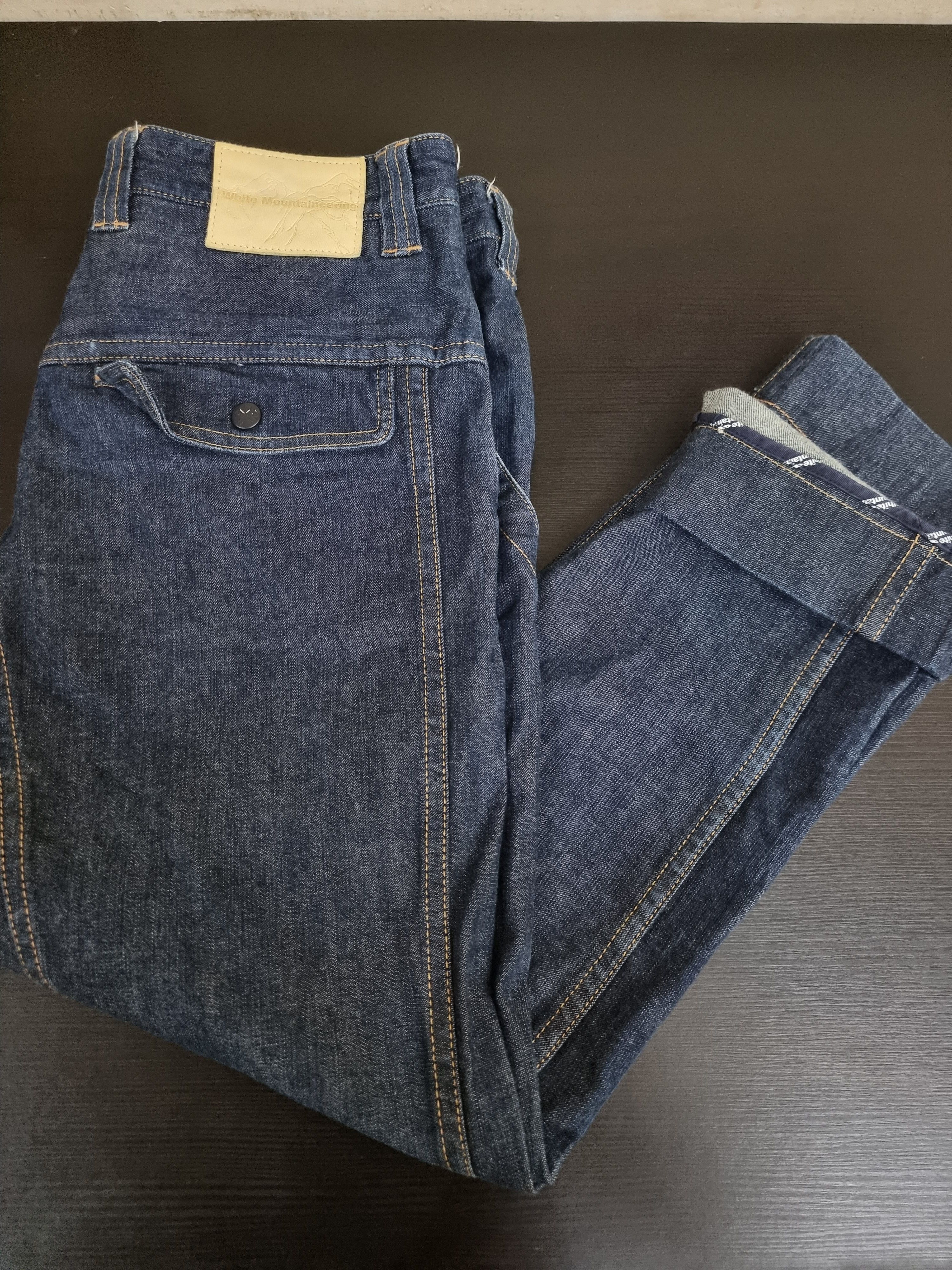 White Mountainering drop crotch denim pants