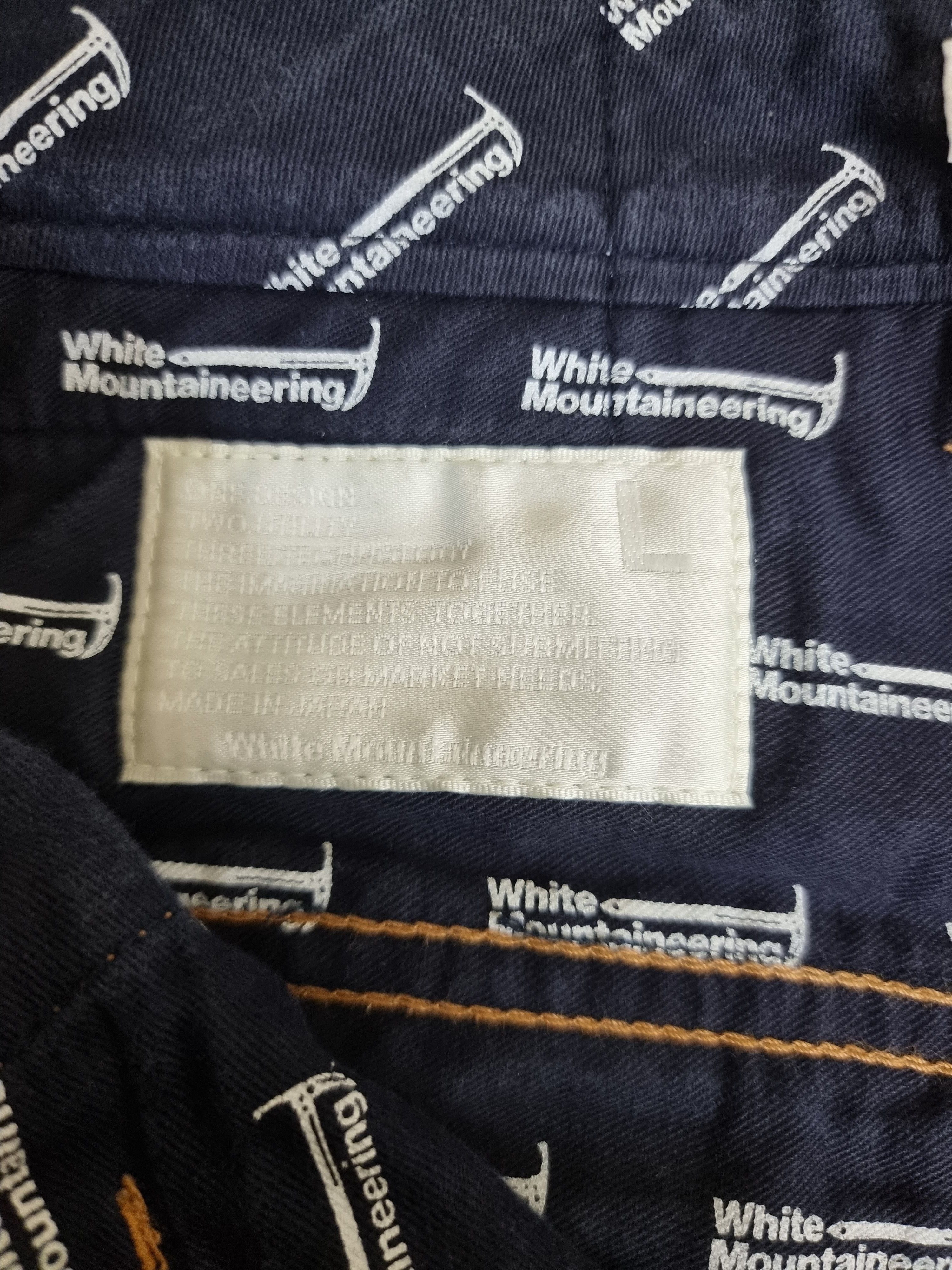 White Mountainering drop crotch denim pants