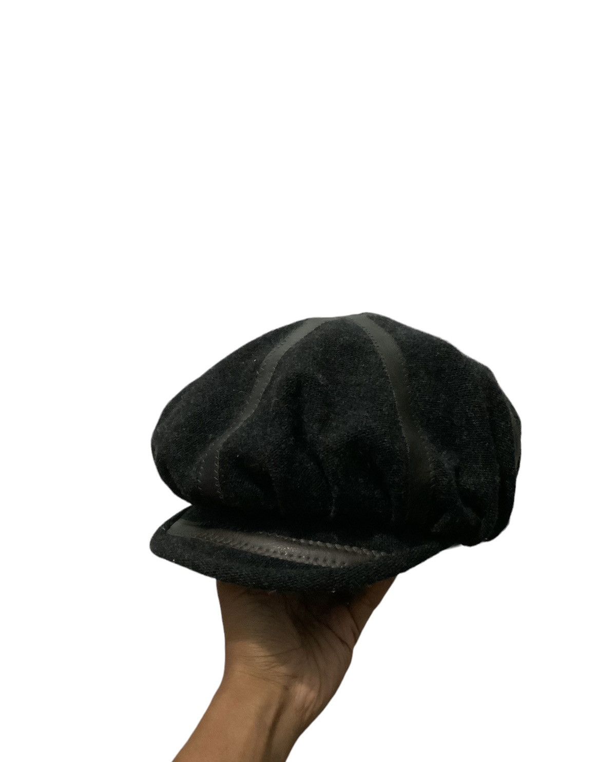 image of Vintage Avant Garde Wool Firenze Italy Newsboy Cap Hat in Black, Men's