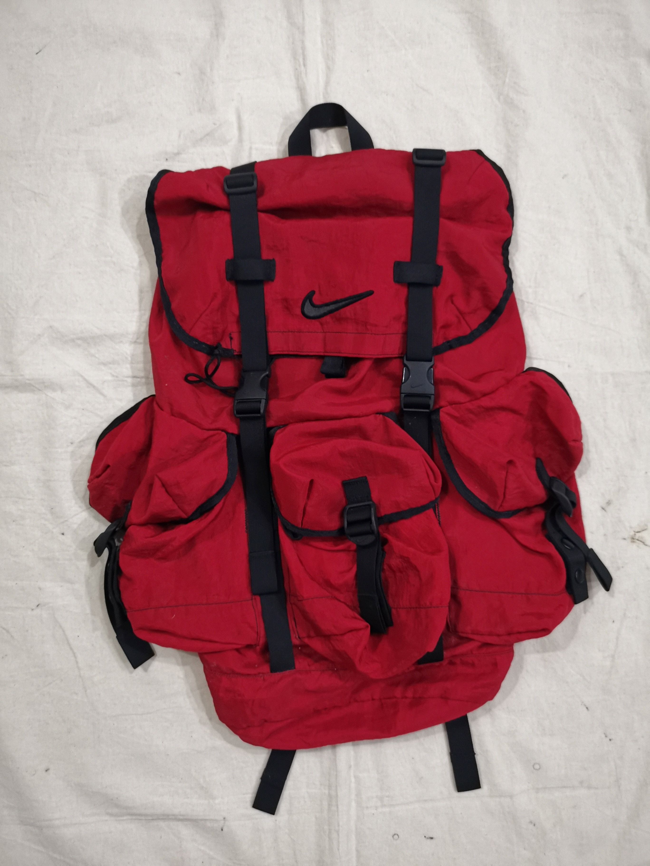 Nike 1990s Vintage Nike Red Nylon Parachute Backpack | Grailed