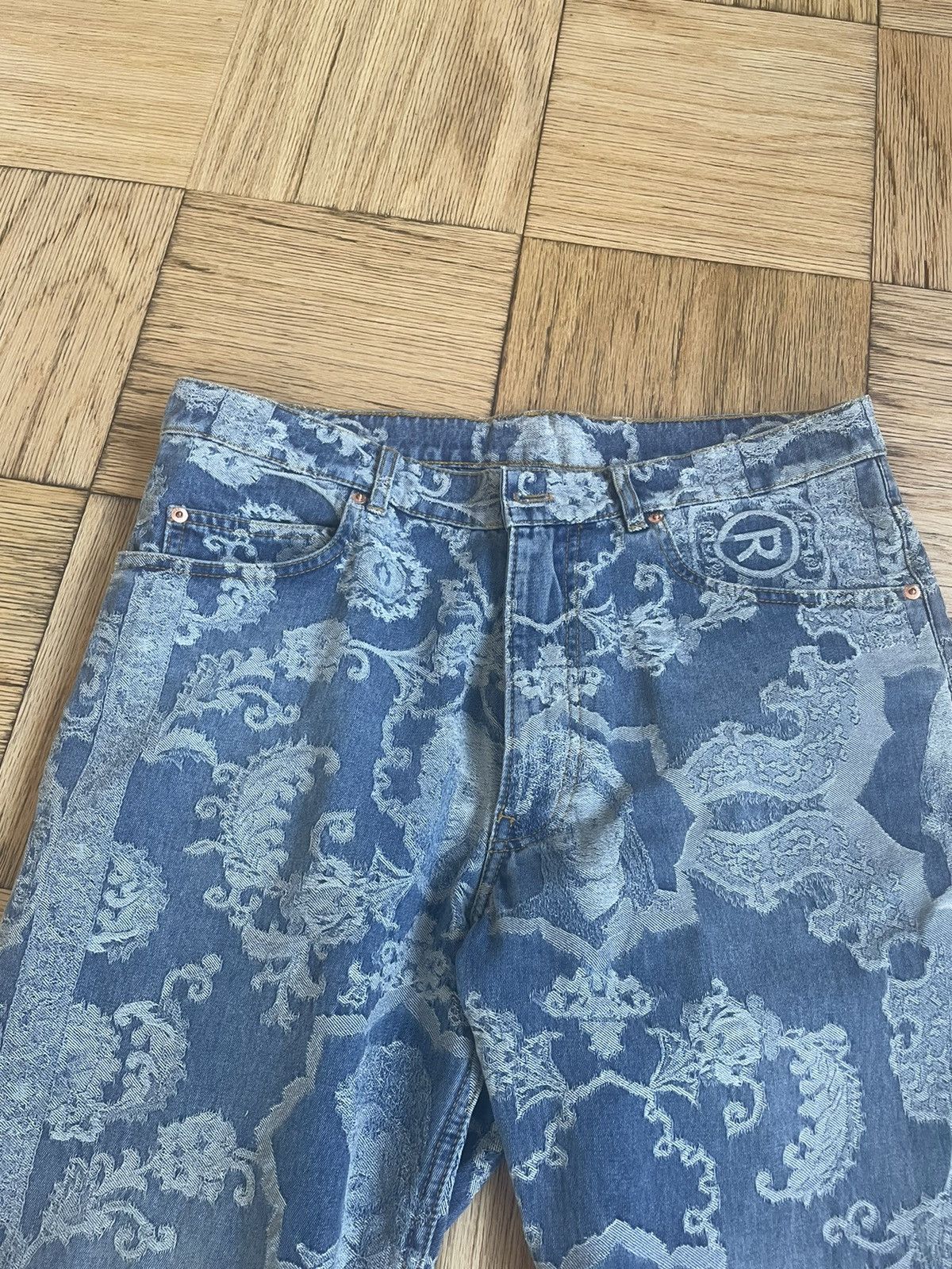 パンツ Martine Rose jacquard Denim Martine Rose Blue Jacquard Vintage Jeans Martine Rose