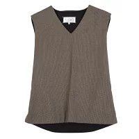 Vest Brown Striped Switch V neck Back Adjuster