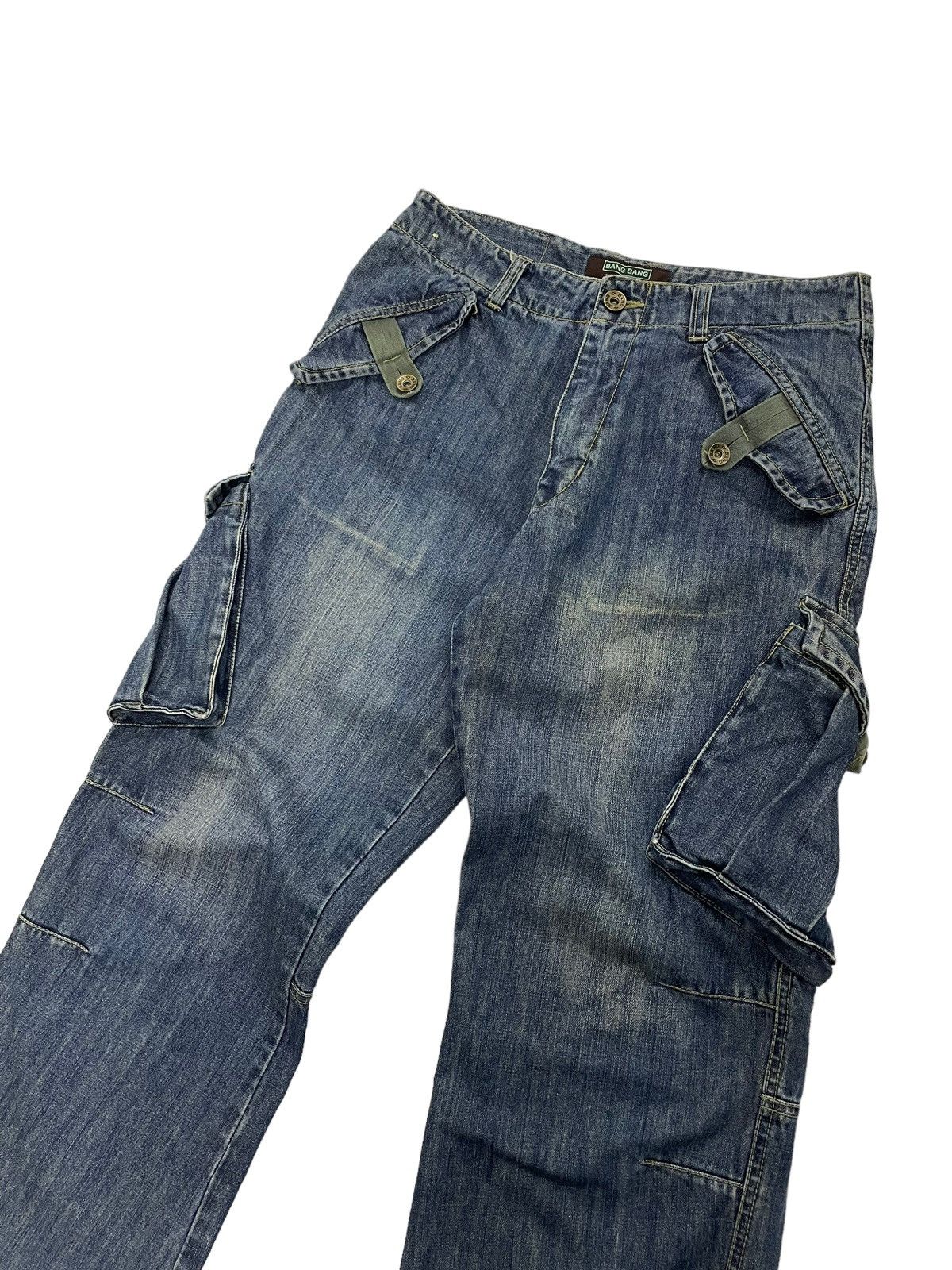 image of Ppfm x Tete Homme Vintage Bangbang Japan Cargo Jeans in Blue, Men's (Size 31)