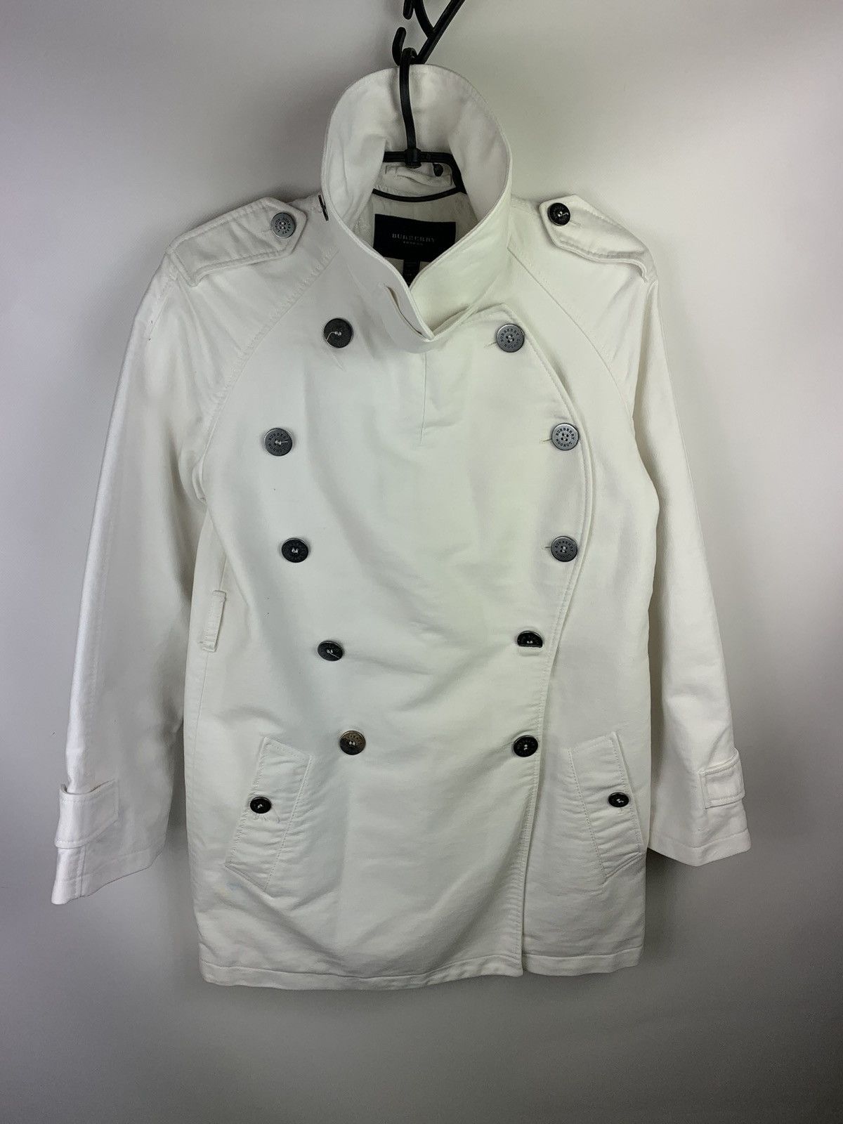 image of Burberry London Vintage Women’S Wool Short Coat Jacket in White, Women's (Size Small)