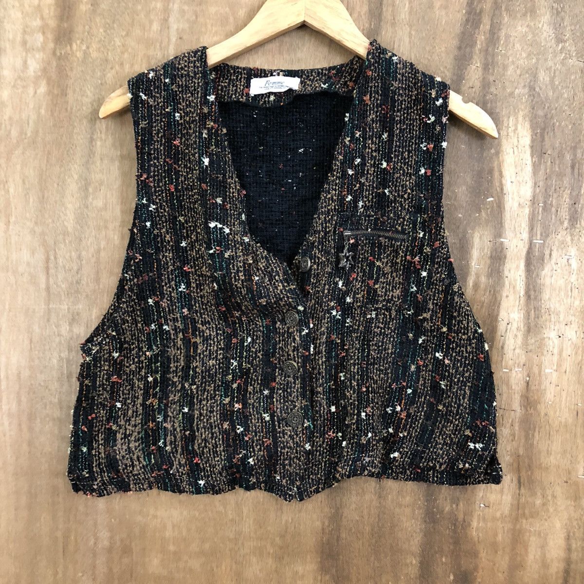 Japanese Brand × Vintage Vintage Femme Vest Brown Knitwear Like Kapital #165 Size US M / EU 48-50 / 2 - 3 Thumbnail