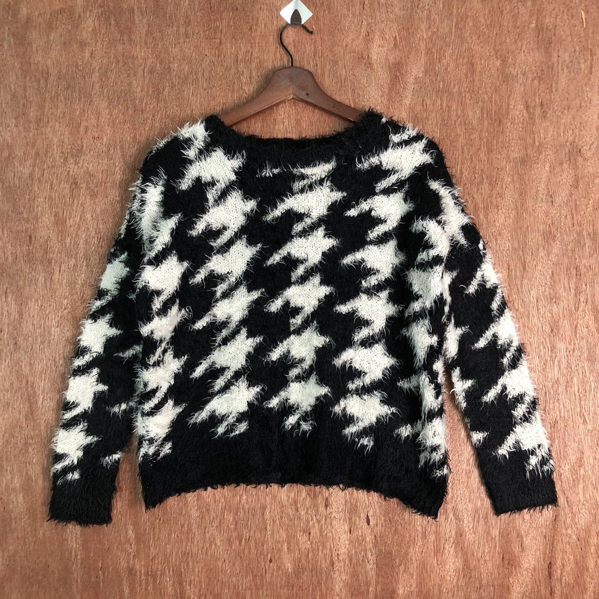Homespun Knitwear Joy Sister Black White Mohair Shag Shaggy Knitwear Size US M / EU 48-50 / 2 - 1 Thumbnail