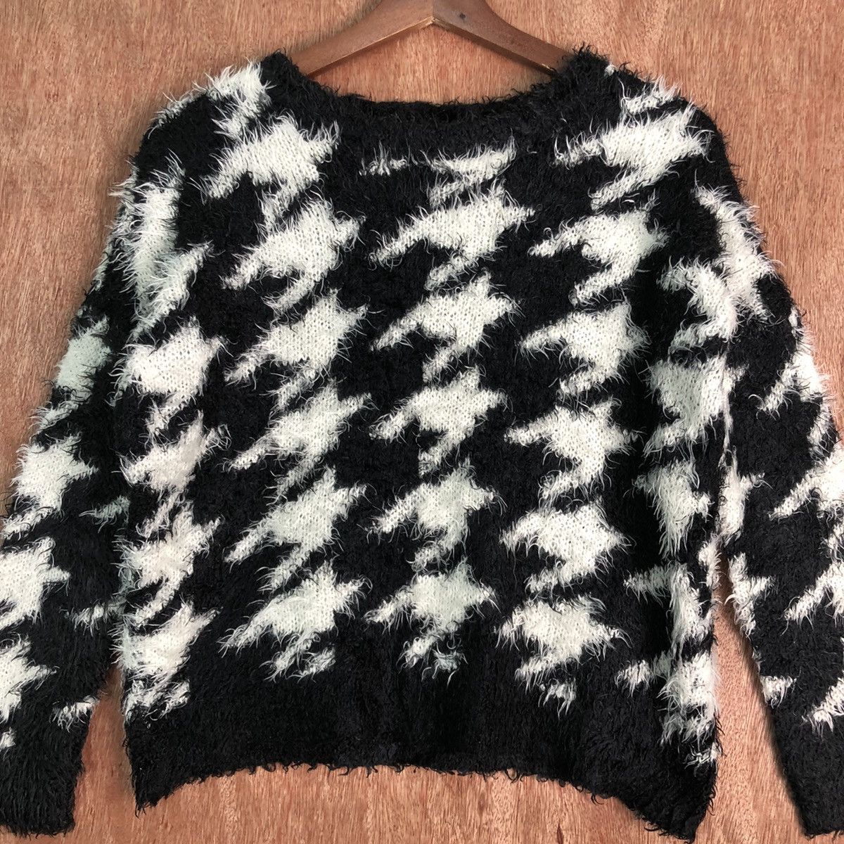 Homespun Knitwear Joy Sister Black White Mohair Shag Shaggy Knitwear Size US M / EU 48-50 / 2 - 3 Thumbnail