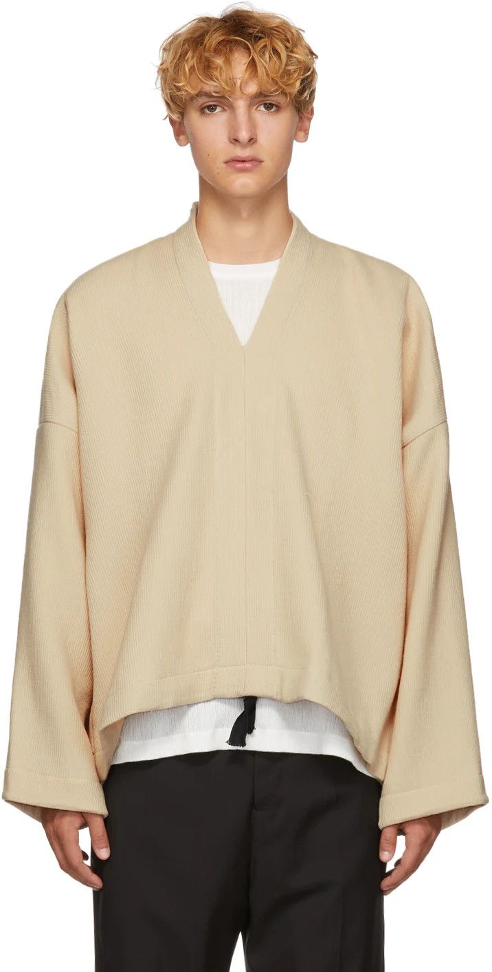 Jan Jan Van Essche Sweat #39 - Ecru Ridged Wool Size US M / EU 48-50 / 2 - 1 Thumbnail