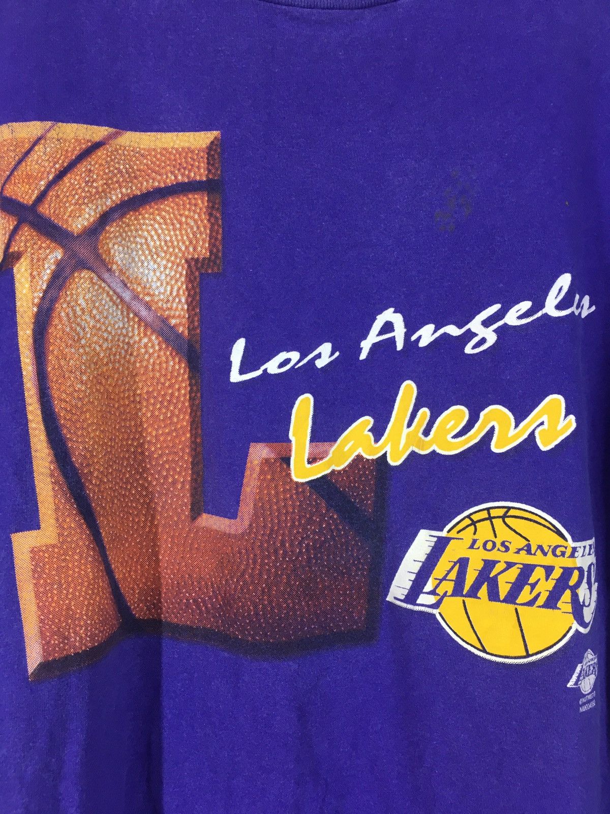 NBA Vintage 90s Los Angeles Lakers NBA t shirt Size US XXL / EU 58 / 5 - 4 Thumbnail